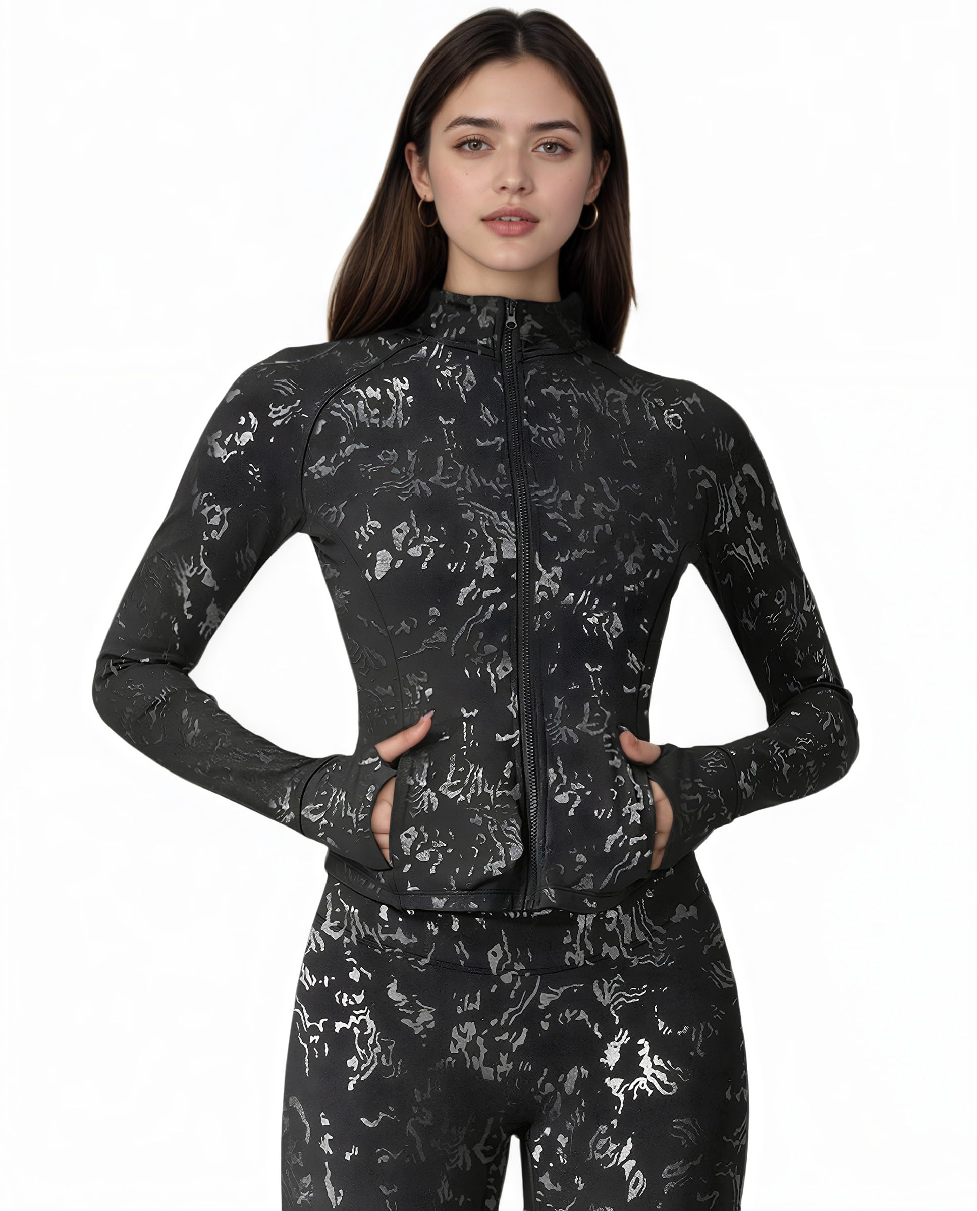 Maizoon Gym Sets for Women 2 Piece Stylish Yoga Set Jacket & Sports Long Pants High Waisted with Four-Way Stretch Fabric Soft Athletic Set for Workout Running Training