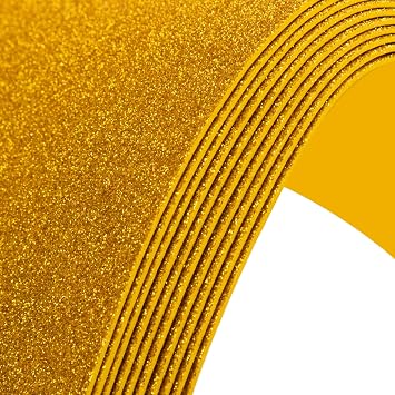 10 Pack Glitter Foam Sheets Craft 8 x 12 inch, Sparkles Foam Paper for Art Crafts Projects, Classrooms Scrapbook Gift DIY Cutters Card Party Decoration Dark Gold