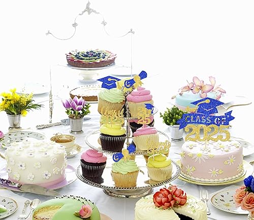 Miniatura 66 de Paquete de 24 adornos dorados para cupcakes de graduación 2025 con purpurina So Proud of You Done Diploma Graduation Cap Cupcake Picks Class of 2025