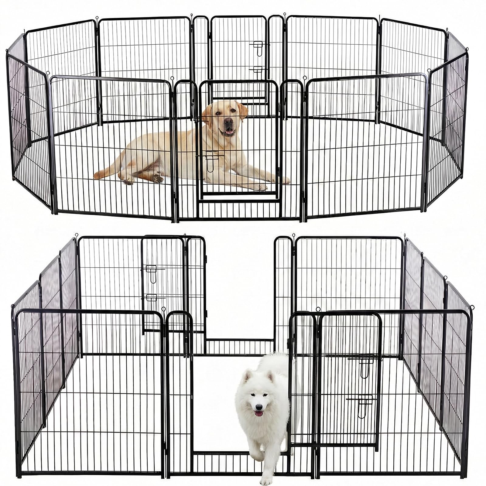 NEWBULIG Dog Playpen 12 Panels 32 Inch Indoor Outdoor Metal Dog Fence Pen