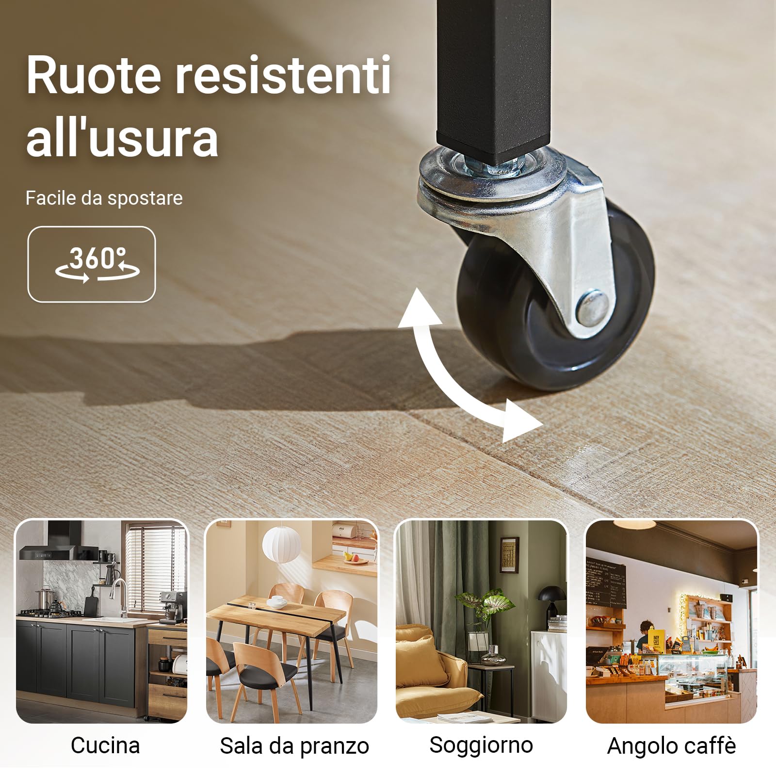 SoBuy Carrello da Cucina e Mobile Cucina Salvaspazio con 2 Cassetti e 2 Ripiani – Mobiletto con Ruote Stile Industriale, Credenza Compatta per Ingresso, Cucina o Soggiorno 100x45x93cm FKW112-PF