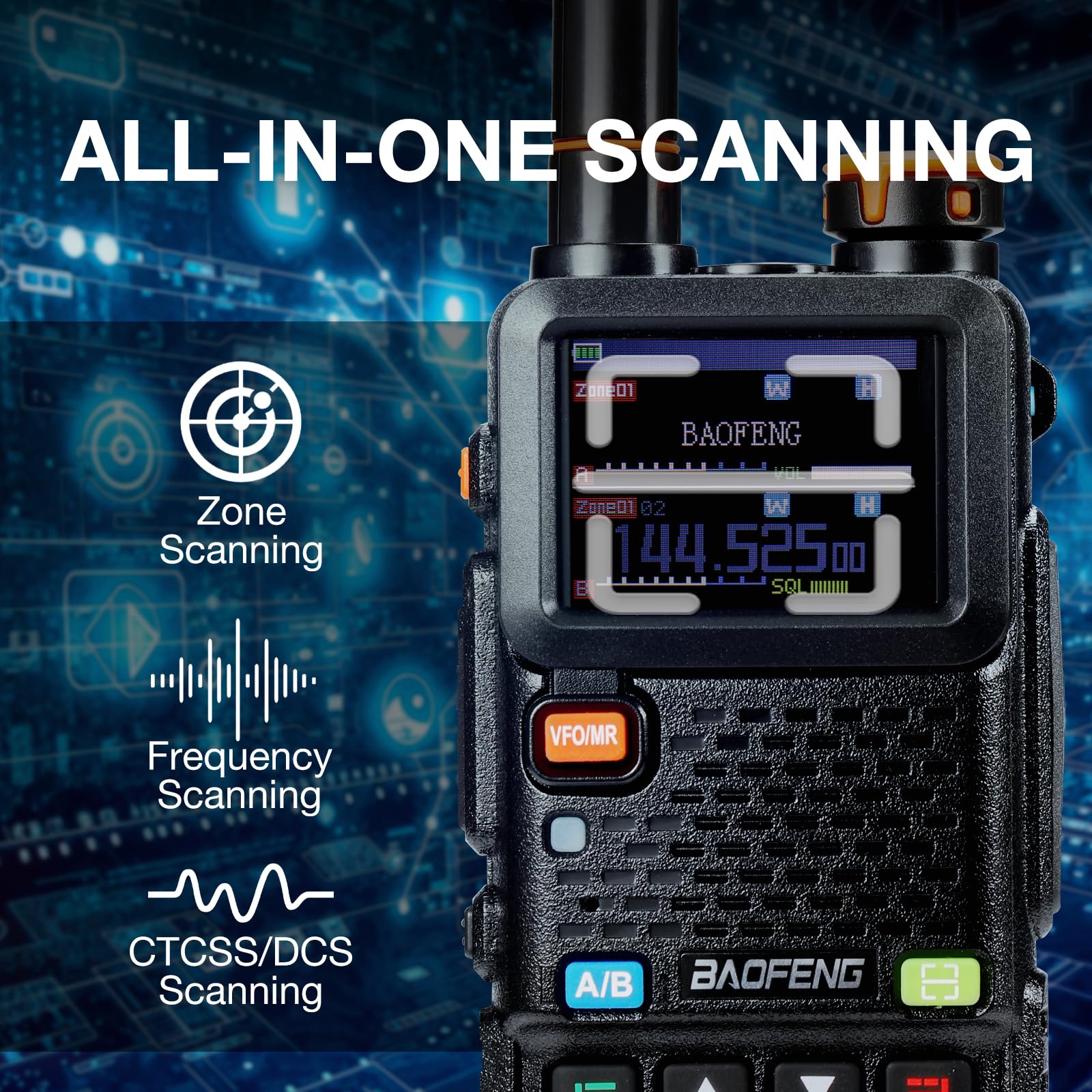 BAOFENG UV-5RM Plus GPS Radio Amateur Portable 10W, Talkie-walkie Double Bande VHF UHF Airband, 2500mAh USB-C, 640 canaux (Lot de 2)