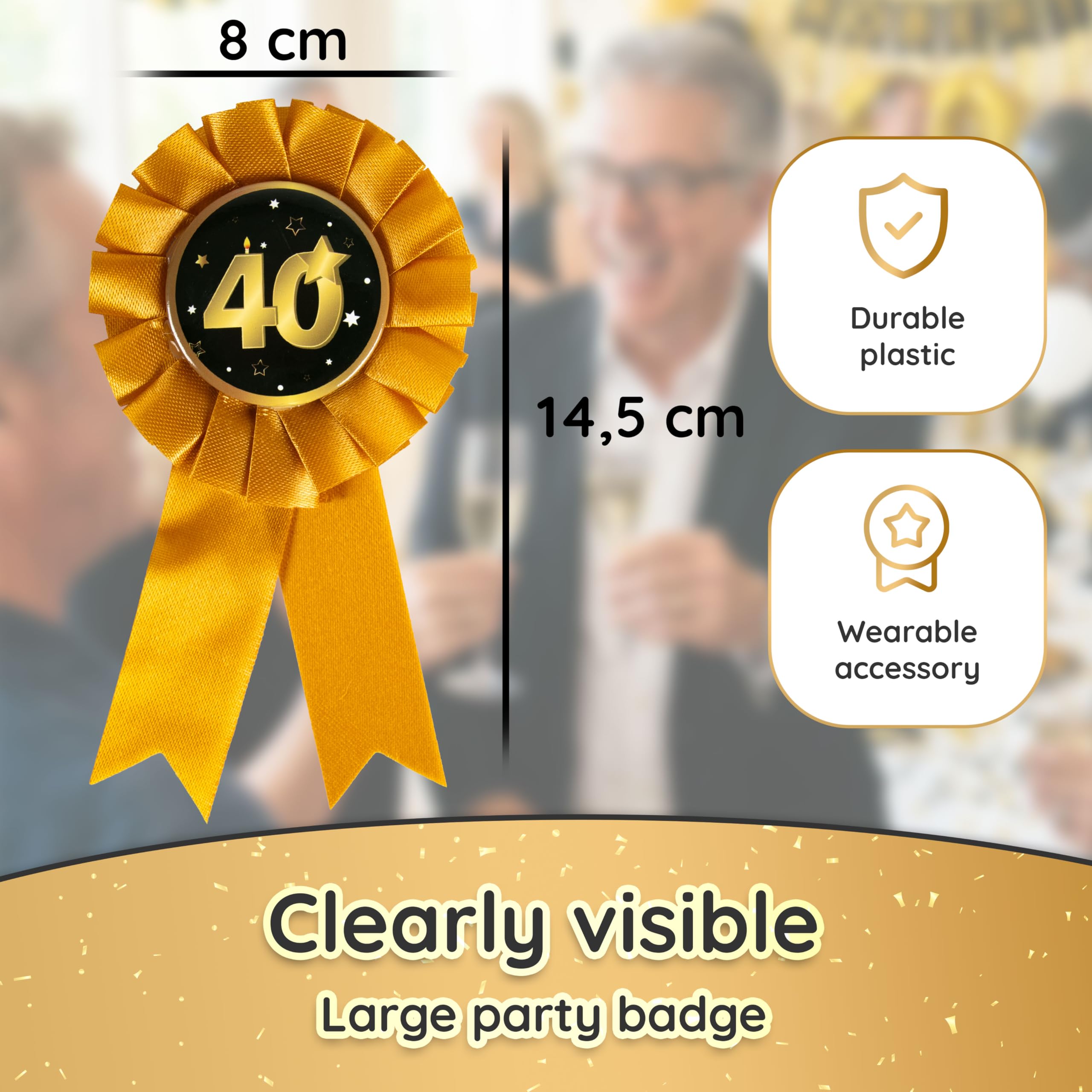 Regalo per Il 50° Compleanno – Spilla Nera e Oro dal Design Elegante con Numero 50 – addobbi Originali e Idee Regalo Eleganti per Uomo e Donna