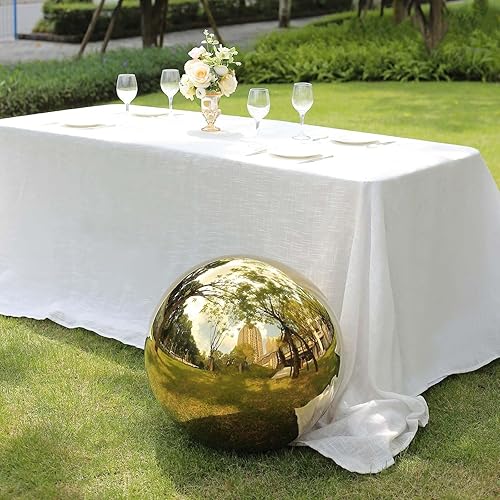Efavormart - Esfera de espejo de acero inoxidable dorada con esfera hueca reflectante brillante para jardín, 20 pulgadas