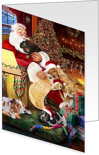 Tarjetas de felicitación de Papá Noel durmiendo con Cocker Spaniel para perros y cachorros Tarjetas de invitación de mascotas adorables con sobres Tarjetas de felicitación de Papá Noel durmiendo con Cocker Spaniel para perros y cachorros Tarjetas de invitación de mascotas adorables con sobres