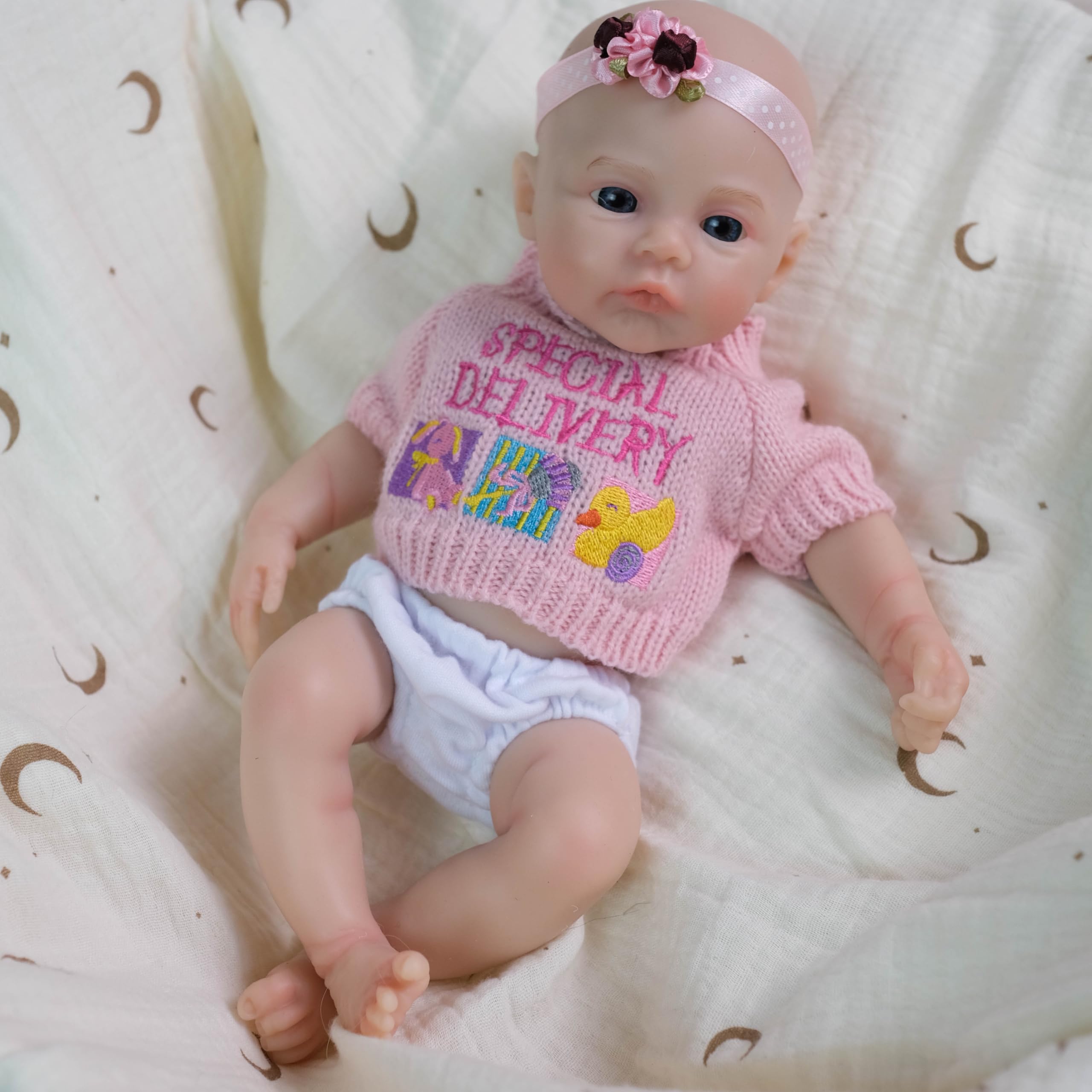 Pinky Reborn Muñeca Bebé Recién Nacido Silicona Completa 12 Pulgadas Hecha A Mano Pintada con Ropa Y Biberones Juego para Niños Y Niñas