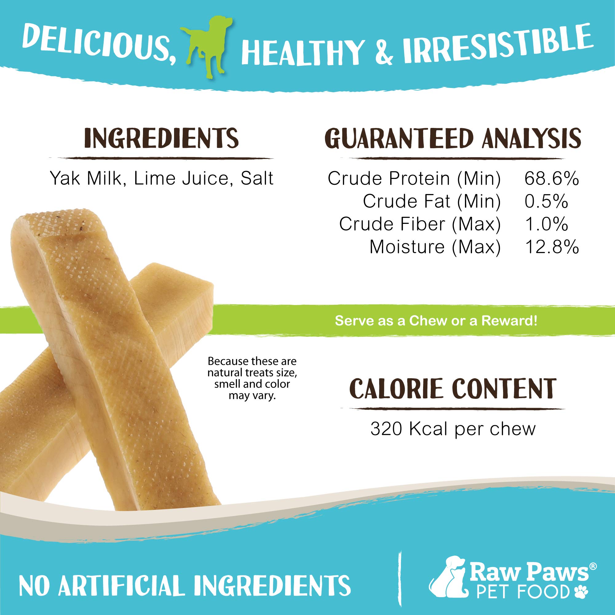 Raw Paws Yak Cheese Himalayan Dog Chews Packed in USA Natural Yak Chews for Small to Large