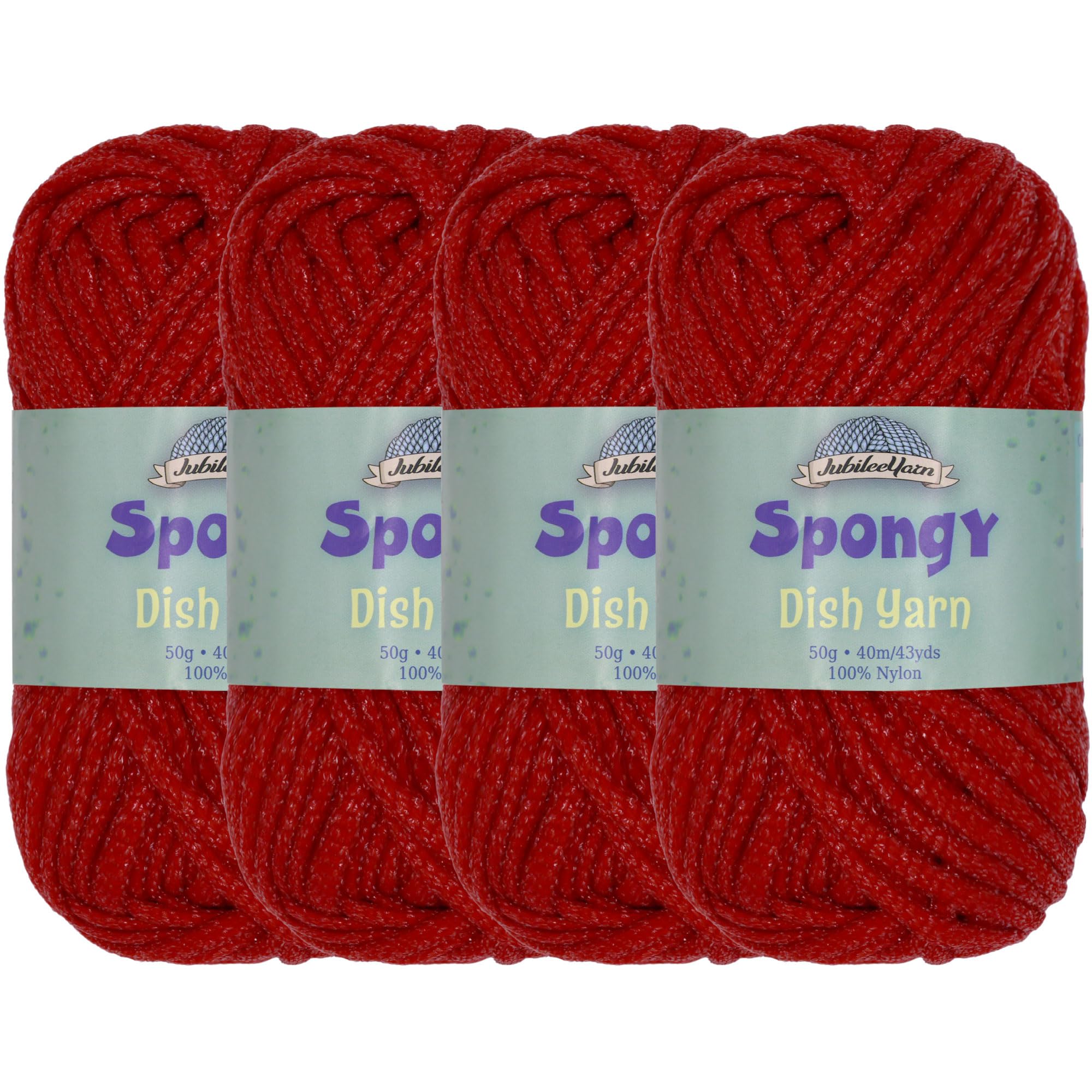 JubileeYarn Spongy Dish Yarn - Worsted Nylon Dishcloth - 50g/Skein - Red - 4 Skeins โ image 1