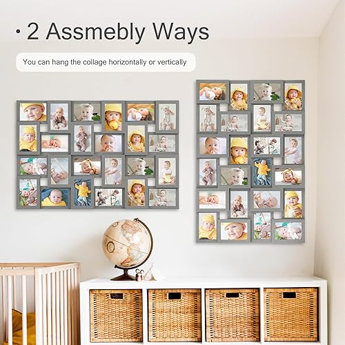 Miniatura 4 de HELLO LAURA Marcos de fotos para decoración de pared, 24 marcos de fotos de collage de aperturas para colgar en la pared, marco de collage de fotos