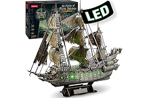 CubicFun 3D Puzzle: Green LED Flying Dutchman Model Boat Kit for Adults