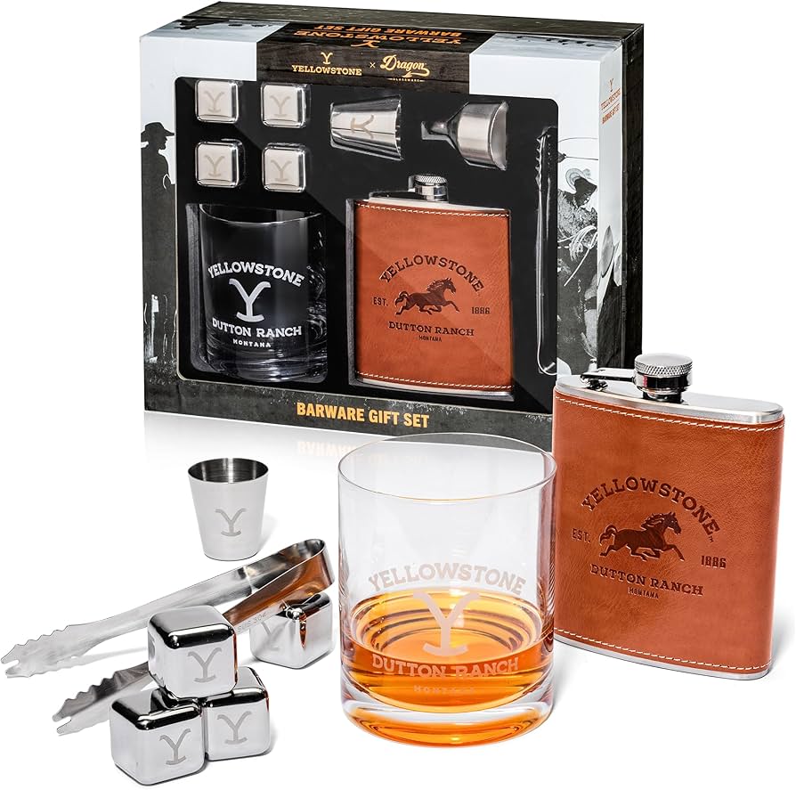 硫黄島 砂　Iwo Jima 3セント切手＆記念 ミニボトル ディスプレイセット Amazon.com | Dragon Glassware x Yellowstone Barware Gift Set of 4