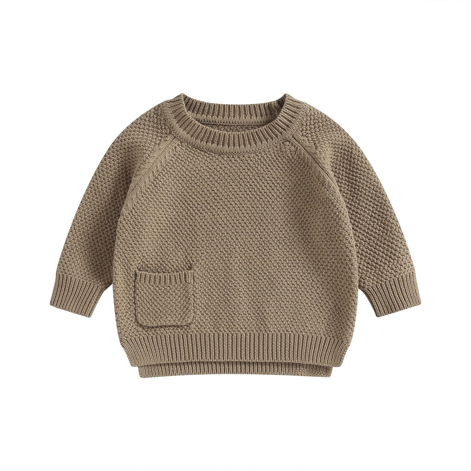 Baby Girl Boy Sweater Chunky Knit Long Sleeve Oversized Crewneck Sweatshirt Winter Fall Sweater Pullover Top (A-deep Khaki, 12-18 Months)