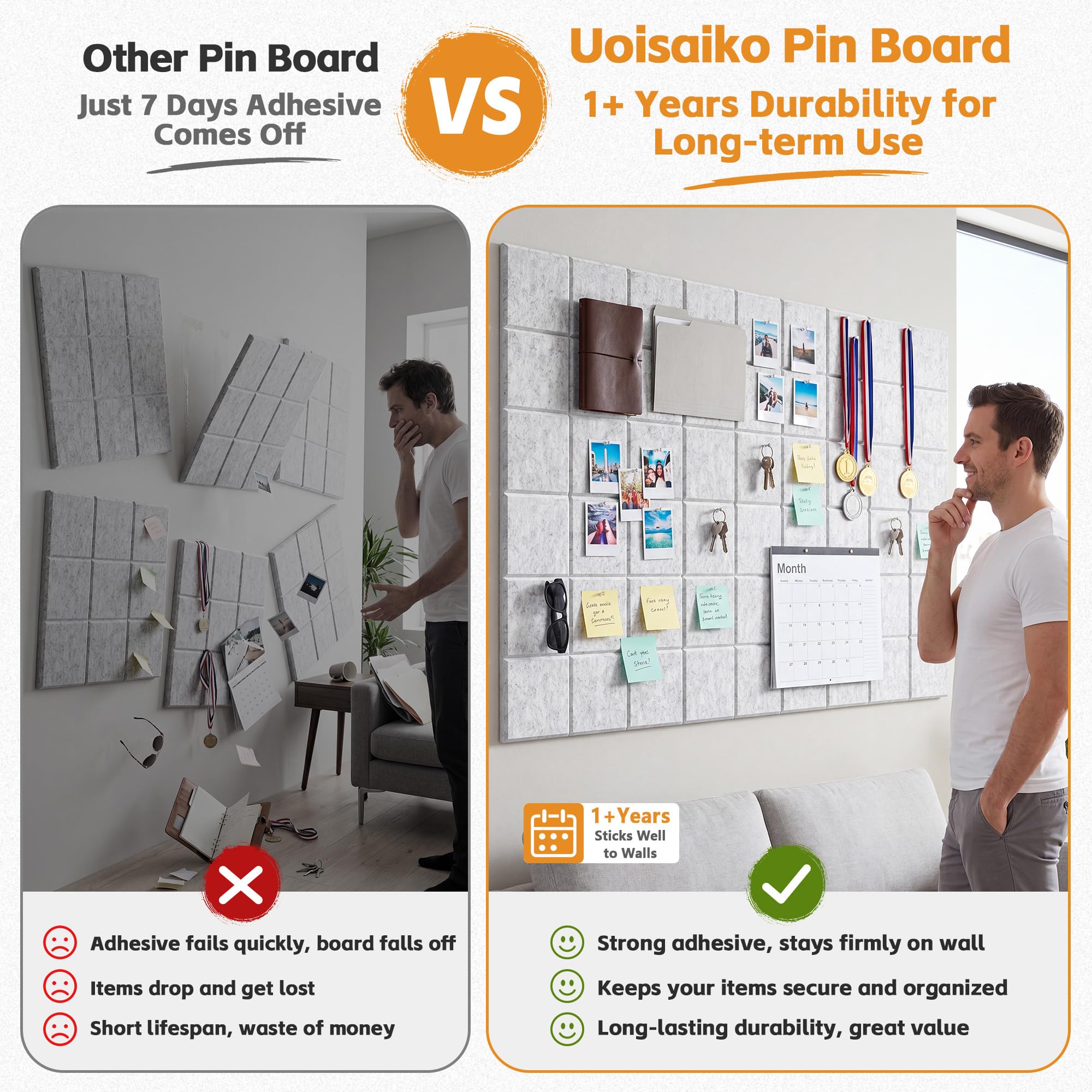 Große Filz Pinnwand Selbstklebend mit 30 Pinnnadeln, 6 Stück 30x30cm Filzboard Memotafeln Memo Boards Bulletin Board Wanddekoration für Büro Küche, Fotos Memos
