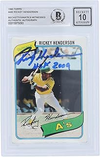 Rickey Henderson Oakland A's Autographed 1980 Topps Series 2#482 Beckett Fanatics Witnessed Authenticated 10 Rookie Card w...