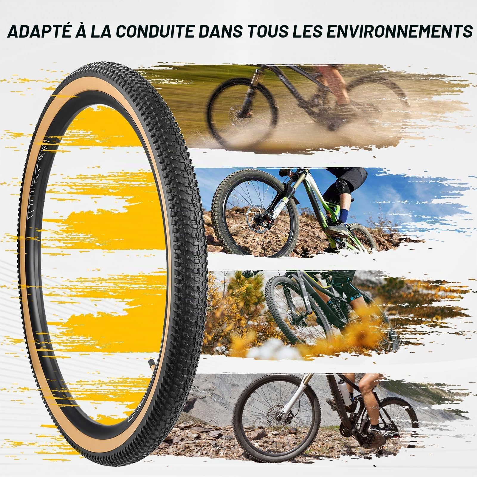 MEGHNA Lot de 2 pneus de vélo pliables 24/26/27,5 x 2,125 pouces 30TPI pour VTT et vélo de ville