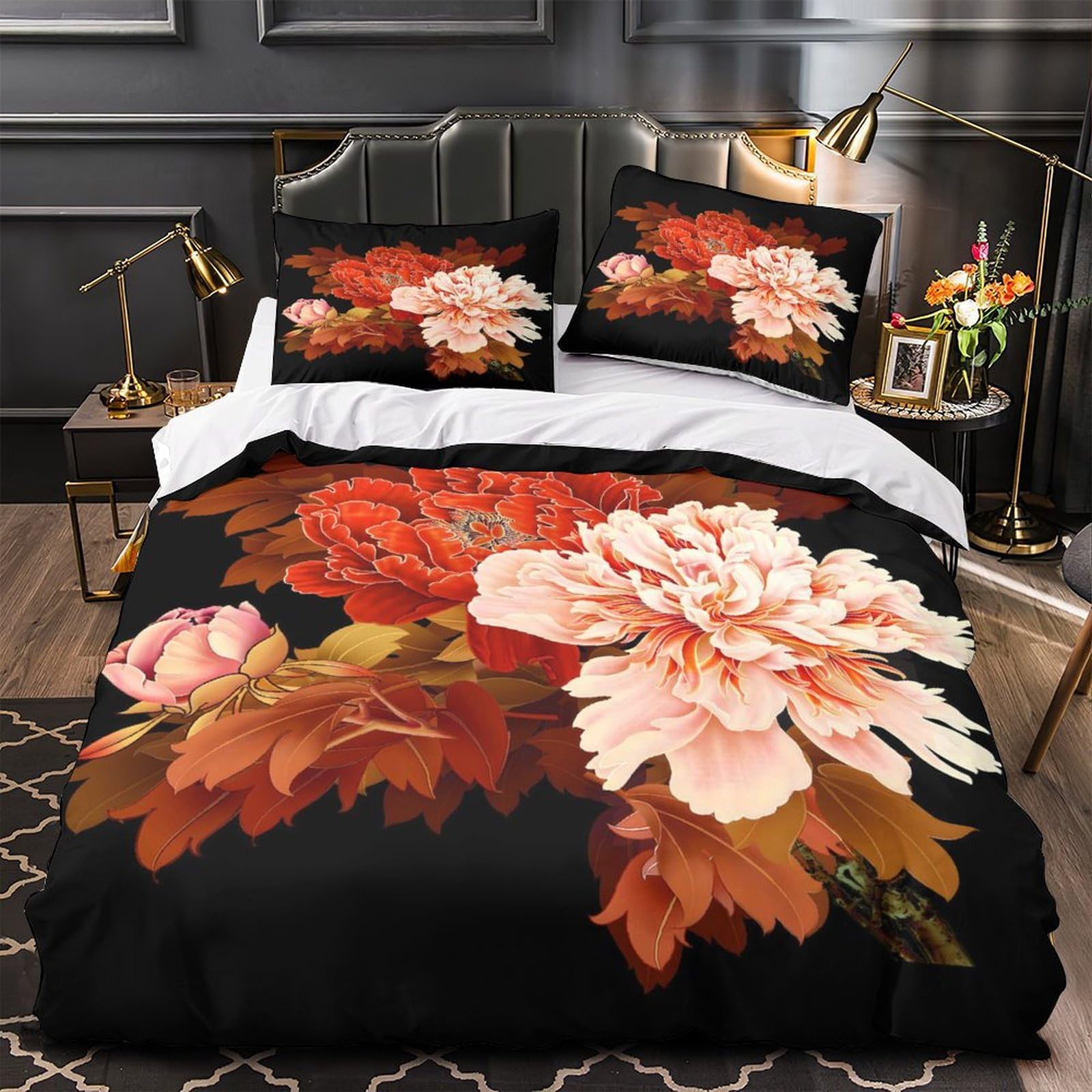 Housse de couette pour lit double 200x200 avec motif flamant rose 3D