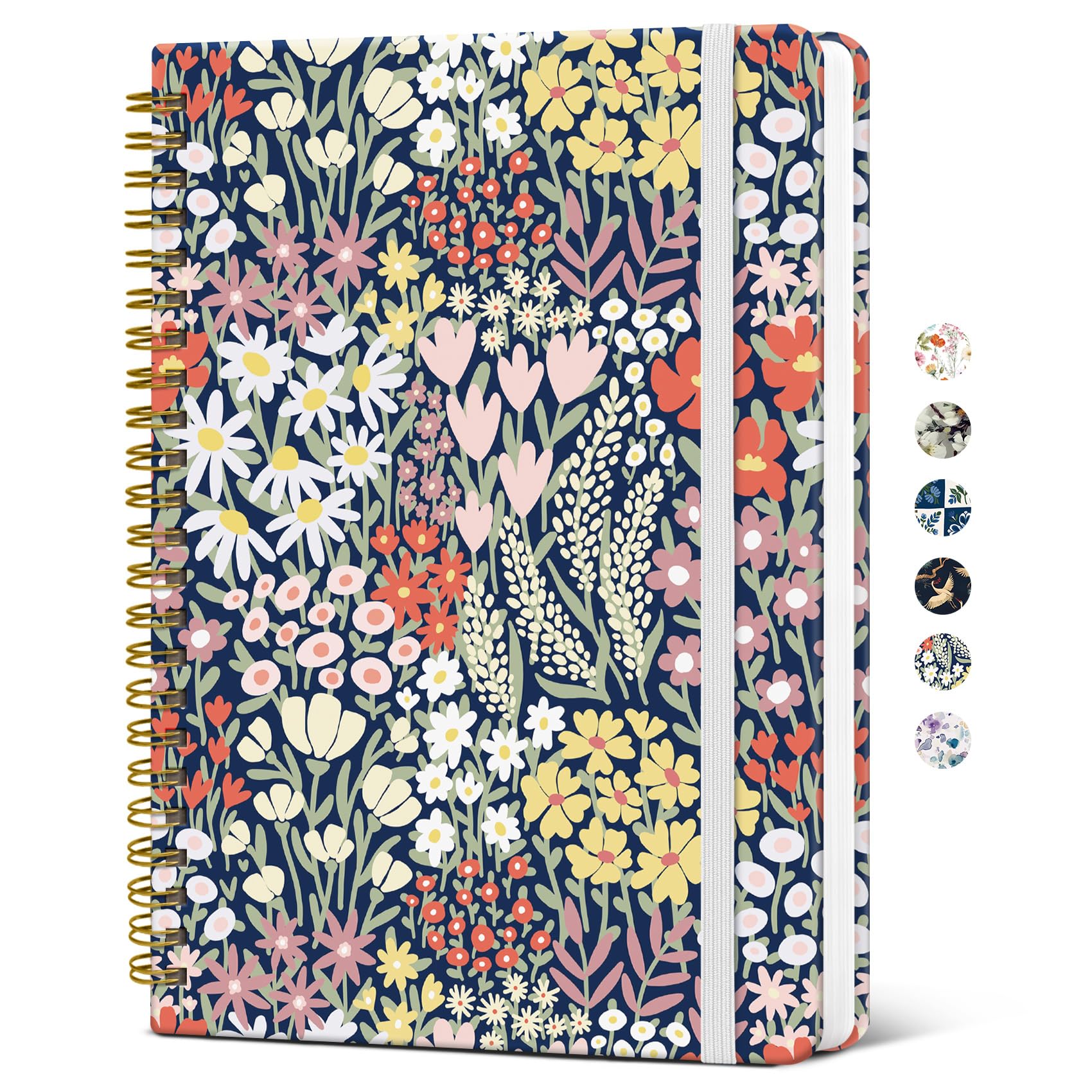 Taja Spiral Lined Journal for Women, Pretty Hardcover Journal Notebook, A5