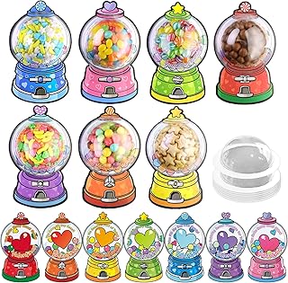 56 PCS Gumball Machine Valentines Candy Card Set, DIY Valentine Cards with Plastic Domes,