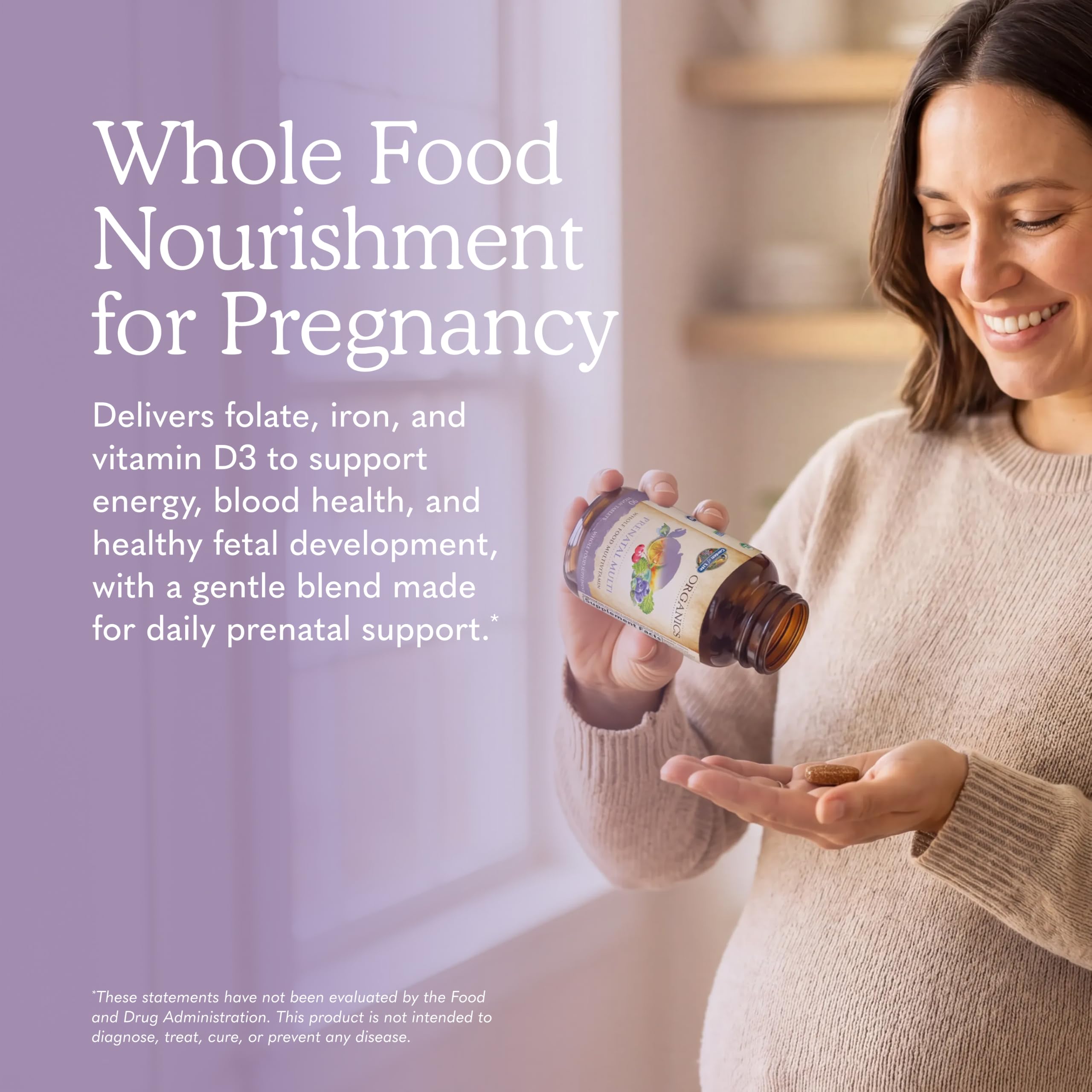 Garden of Life Organics Prenatal Multivitamin, Folate, B6, B12, D3 & Iron, Energy & Fetal Development Support, Non-GMO, Vegan, 30 Servings — Amazon image 2