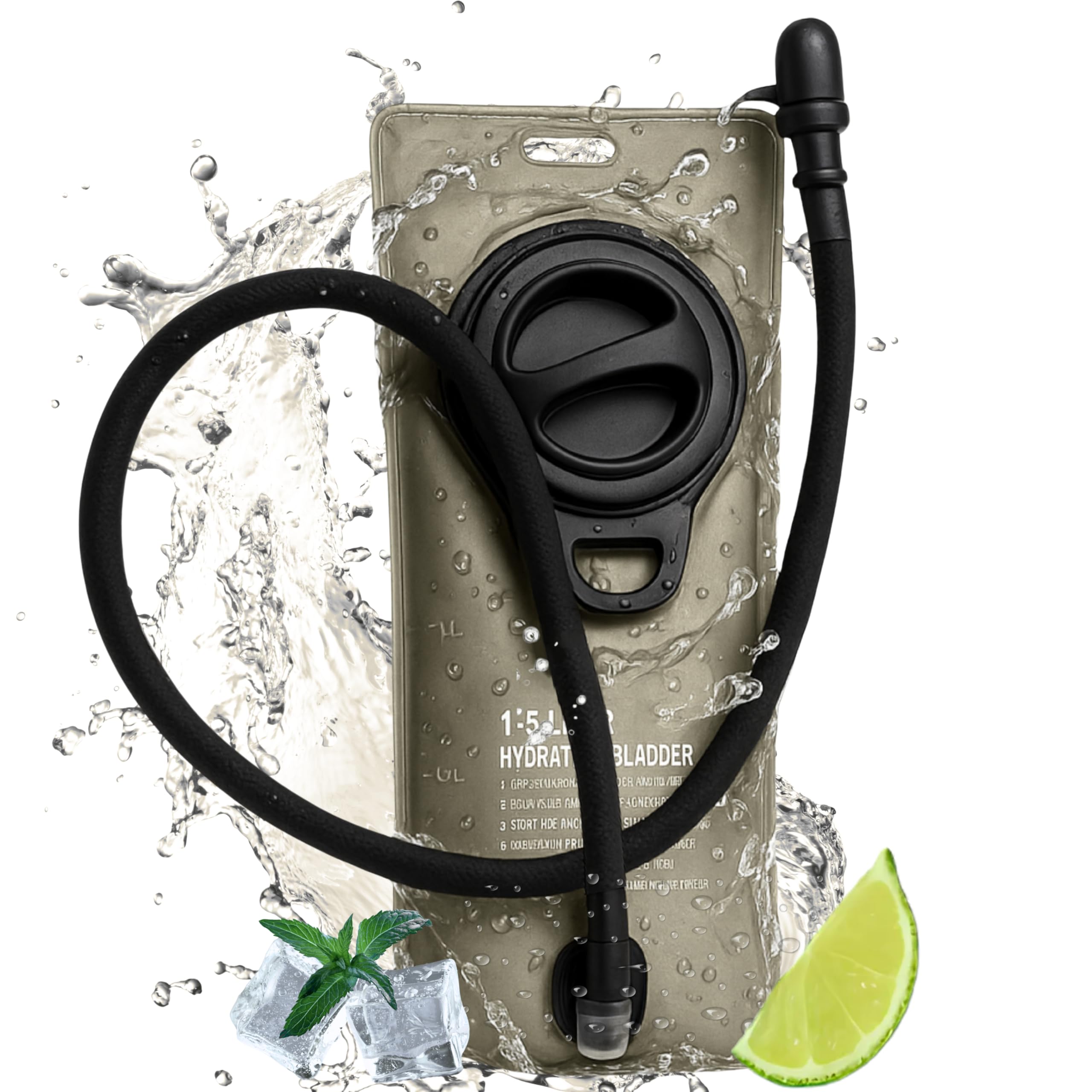 HydratePro Hydration Bladder – 1.5L Water Bladder for Hiking or Running Vest – BPA-Free Water Pouch – Leakproof Hydration Pack with Handle & Silicone Mouthpiece.