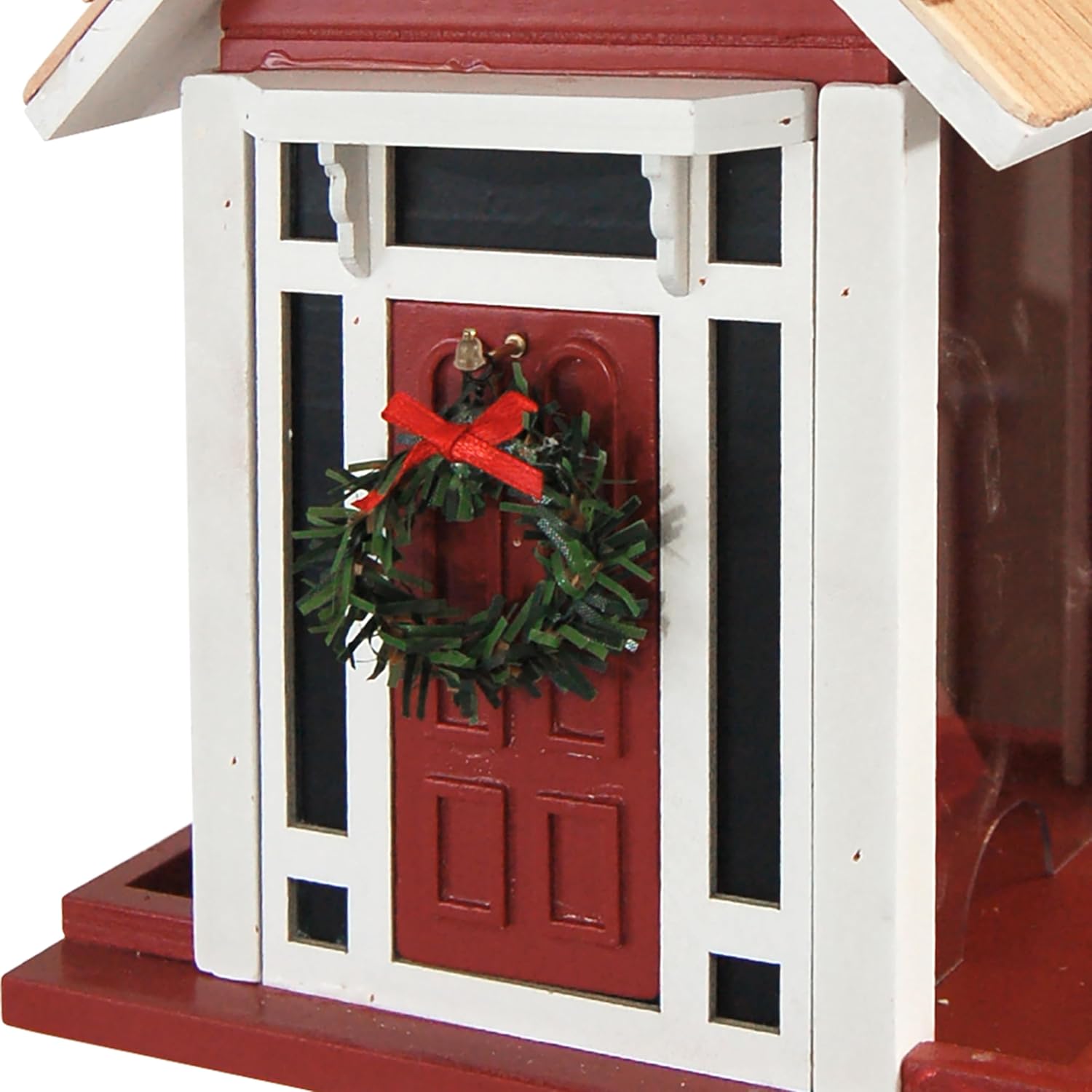 Home Bazaar Christmas Cottage Birdfeeder, Red