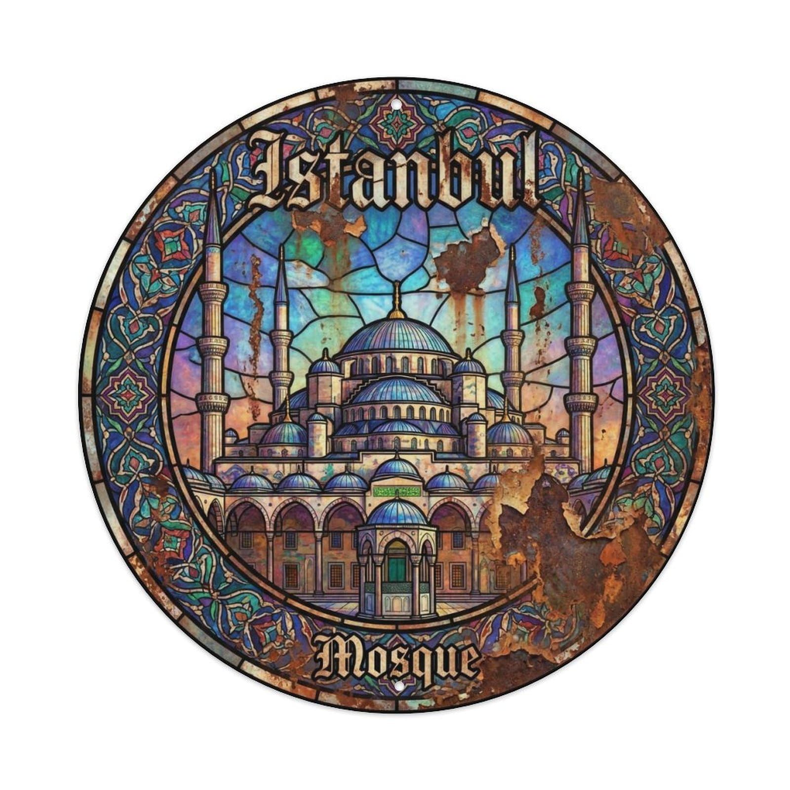 Vintage Travel Istanbul Turkey Mosque Vintage Metal Tin Sign Plaque Wall Decor for Cafe, Club Bar, Office, Garden Metal Poster 8x8Inch