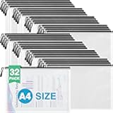 Umriox 32PCS Mesh Zipper Pouch, Waterproof Zipper Bags for Organizing, A4 Letter Size, Storage Bags for Board Game Toy, Puzzles, School Office Supplies