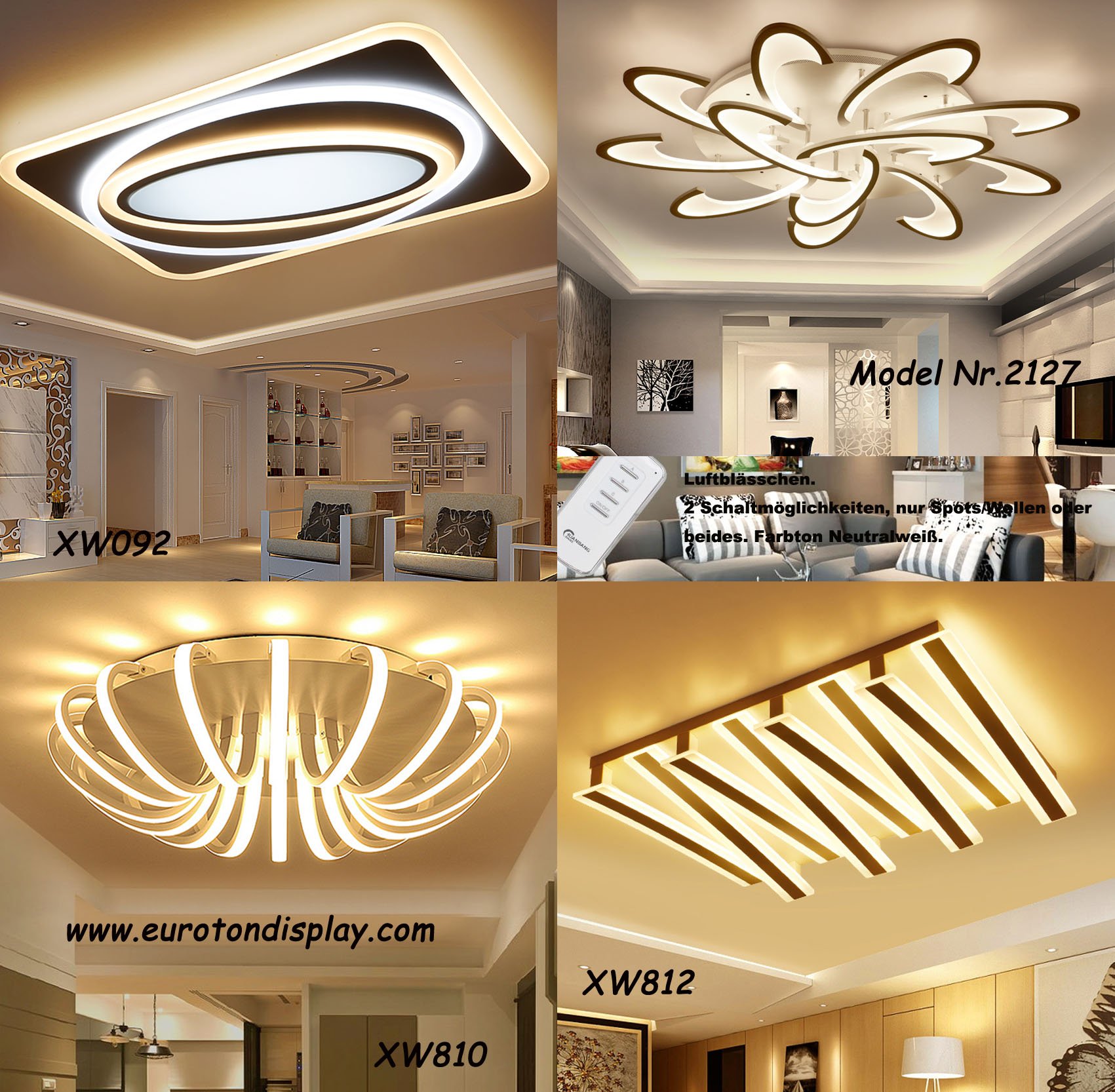 LED Deckenleuchte 9641 FX 46 * 46cm 122W mit Fernbedienung Lichtfarbe/Helligkeit einstellbar dimmbar grau/weiß Deckenlampe A+