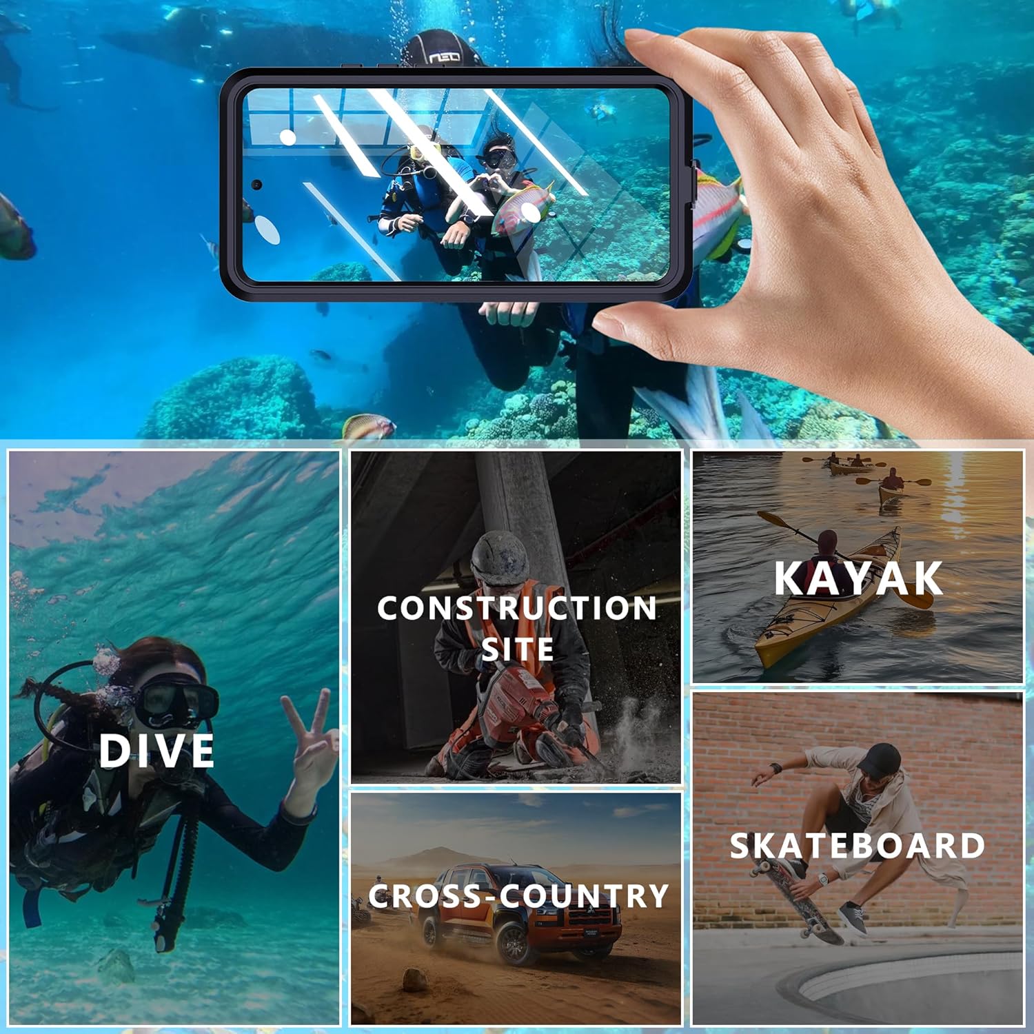 LOVE MEI Compatible with Xiaomi Redmi Note 14 Pro Waterproof Case, Outdoor Sports IP68 Waterproof Dustproof Snowproof Underwater Full Body Case with Screen Protector Shockproof Case (Black)