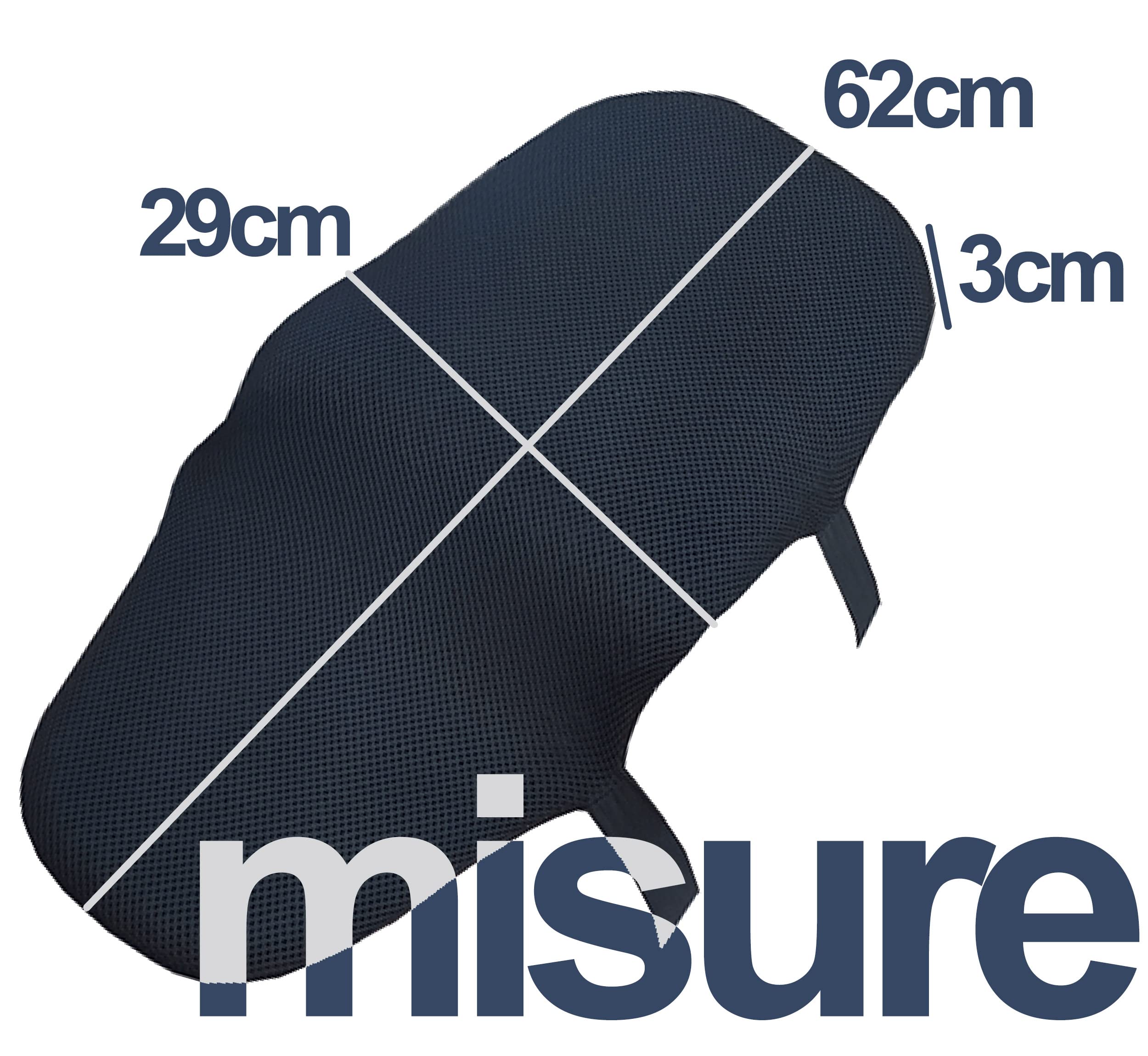 Auto Accessori Lupex Cuscino Per Sedile In Gel per Moto e Sooter in 3d, Coprisella Copertura Sella, Coprisedile Regolabile Antiscivolo Traspirante e Flessibile, misure 62 x 29 x 3 cm