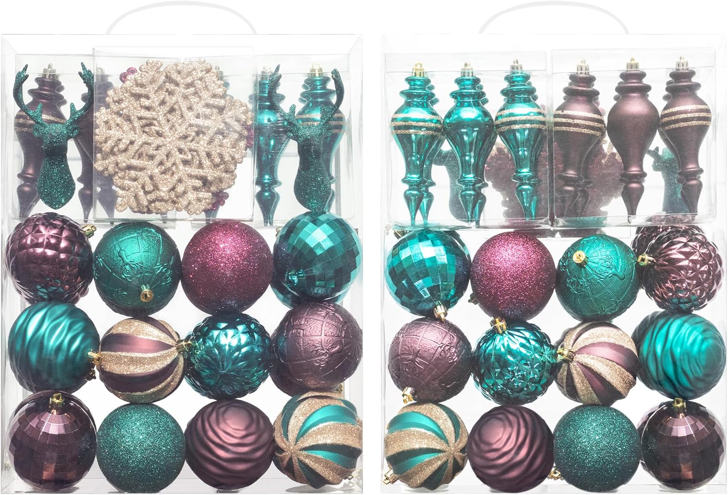 KI Store 54pcs Dark Teal Christmas Tree Decorations Set 80mm Christmas