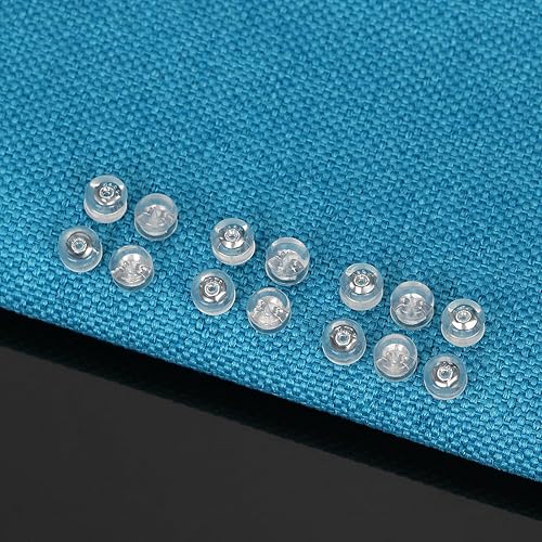 Miniatura 2 de 14 piezas de aretes de goma de silicona de oro de 18 quilates para tachuelas, orejas caídas, aretes pesados, respaldos transparentes y cómodos, con