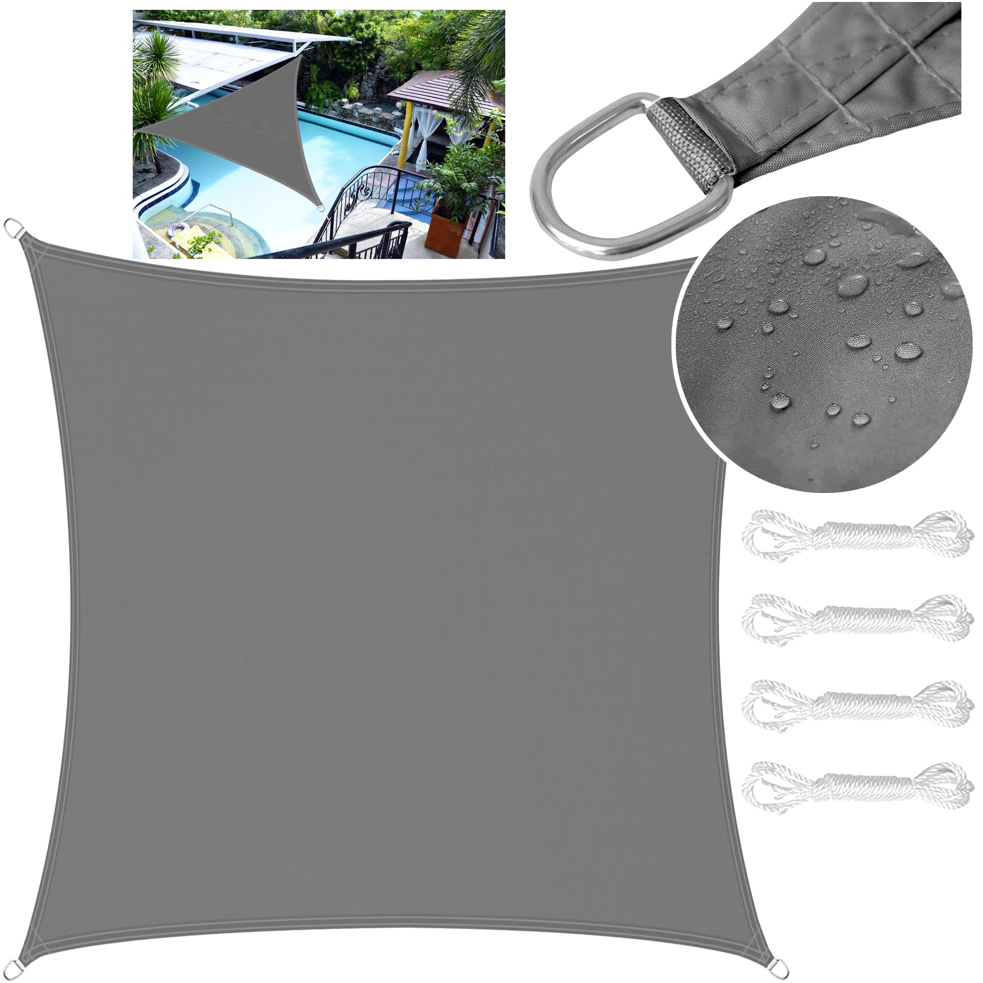 Toile ombrage imperméable gris foncé LEcylankEr pour repas de jardin et terrasses