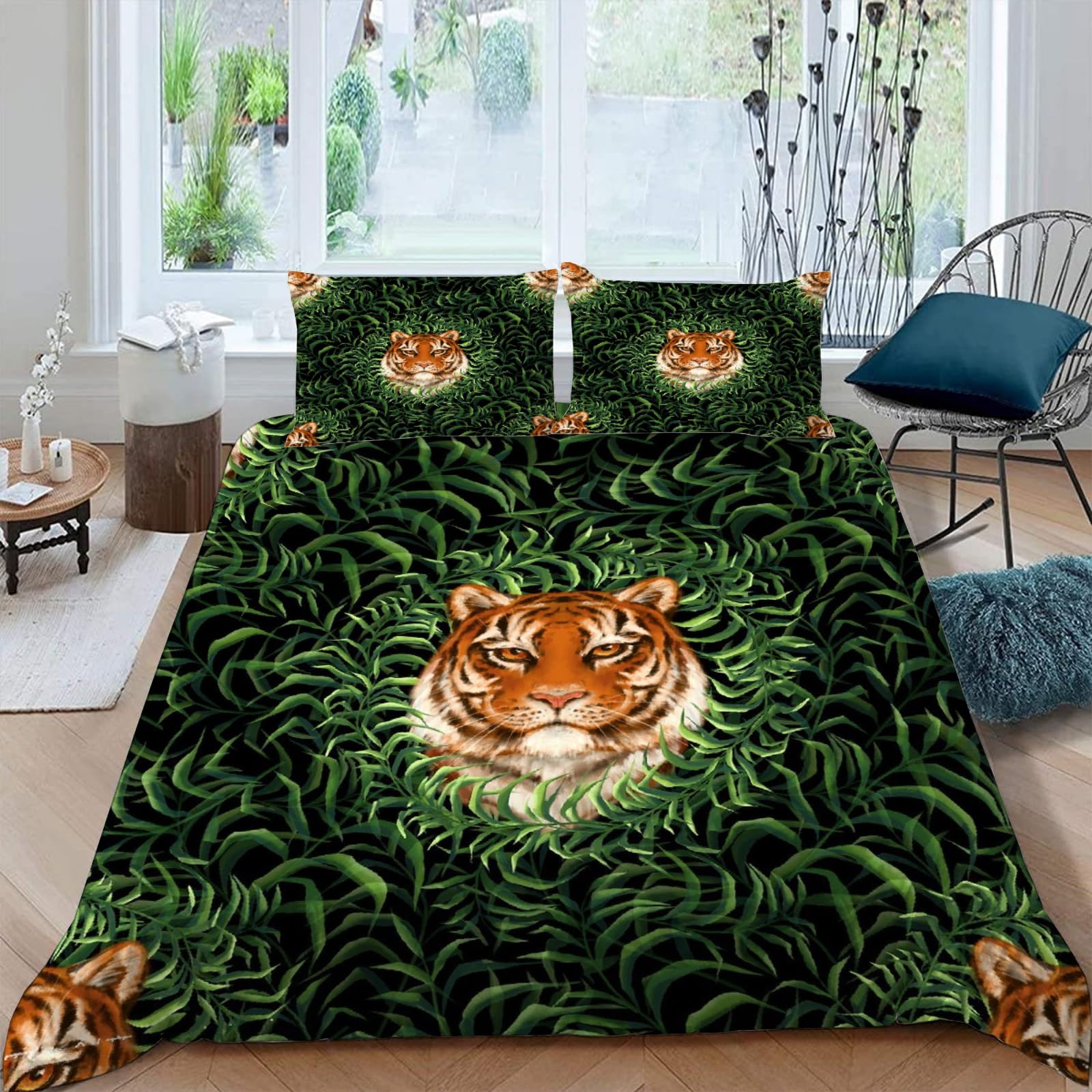 Parure de Lit Tigre 3D en Microfibre Premium Douce Housse de Couette Haute Résolution 140x200