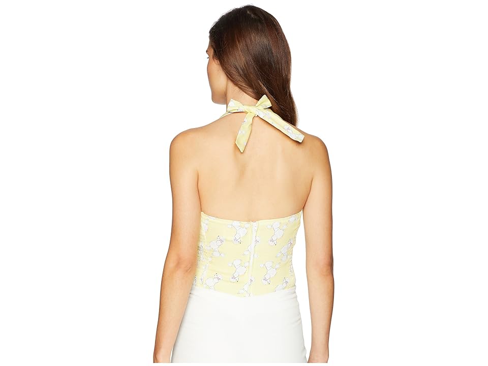 

Unique Vintage Cotton Bay Ridge Halter Top (Yellow/Poodle Print) Women's Clothing