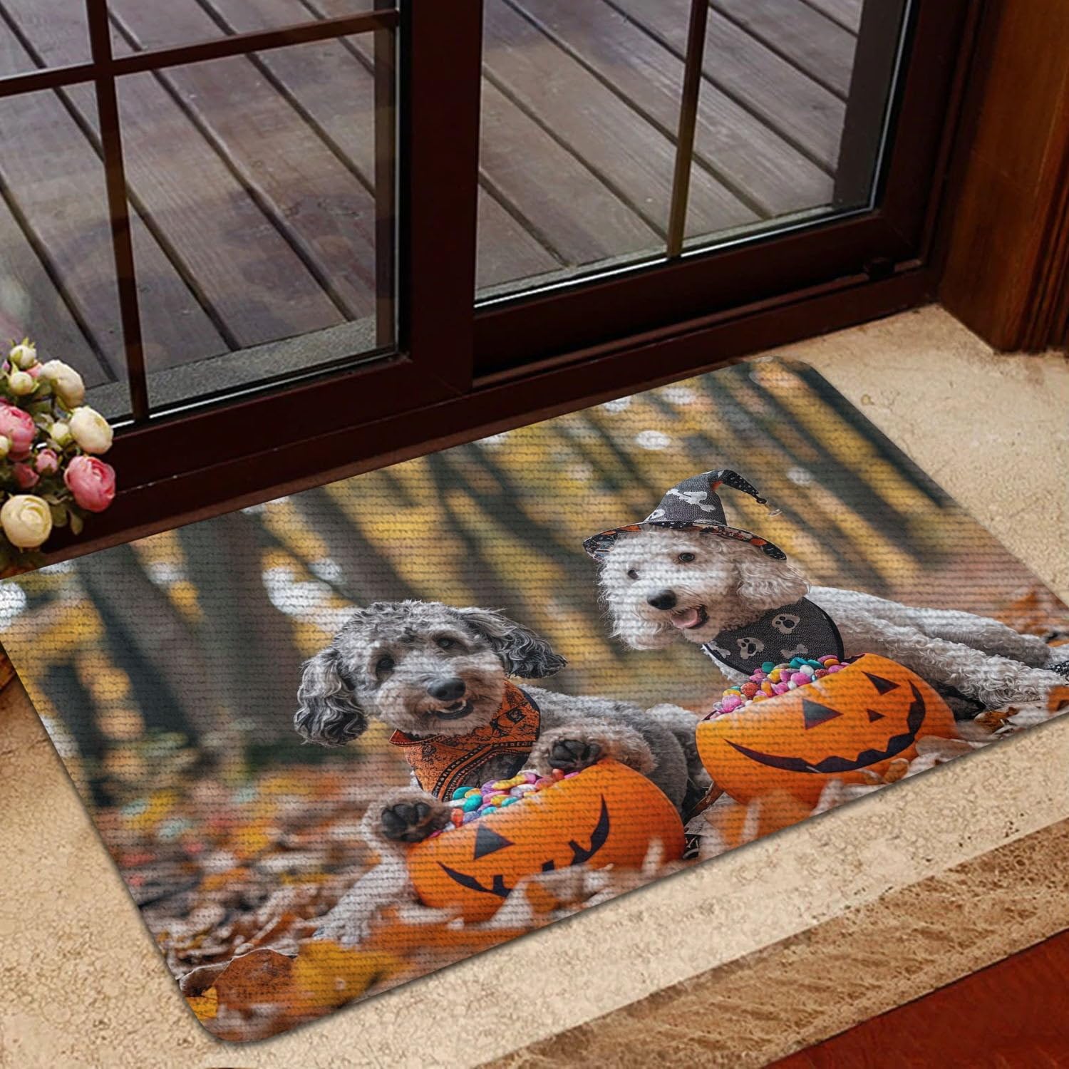 CakJuice Beware Of Ferrets Doormat - Halloween Goth Rug For Pets, Non-Slip Door Mat
