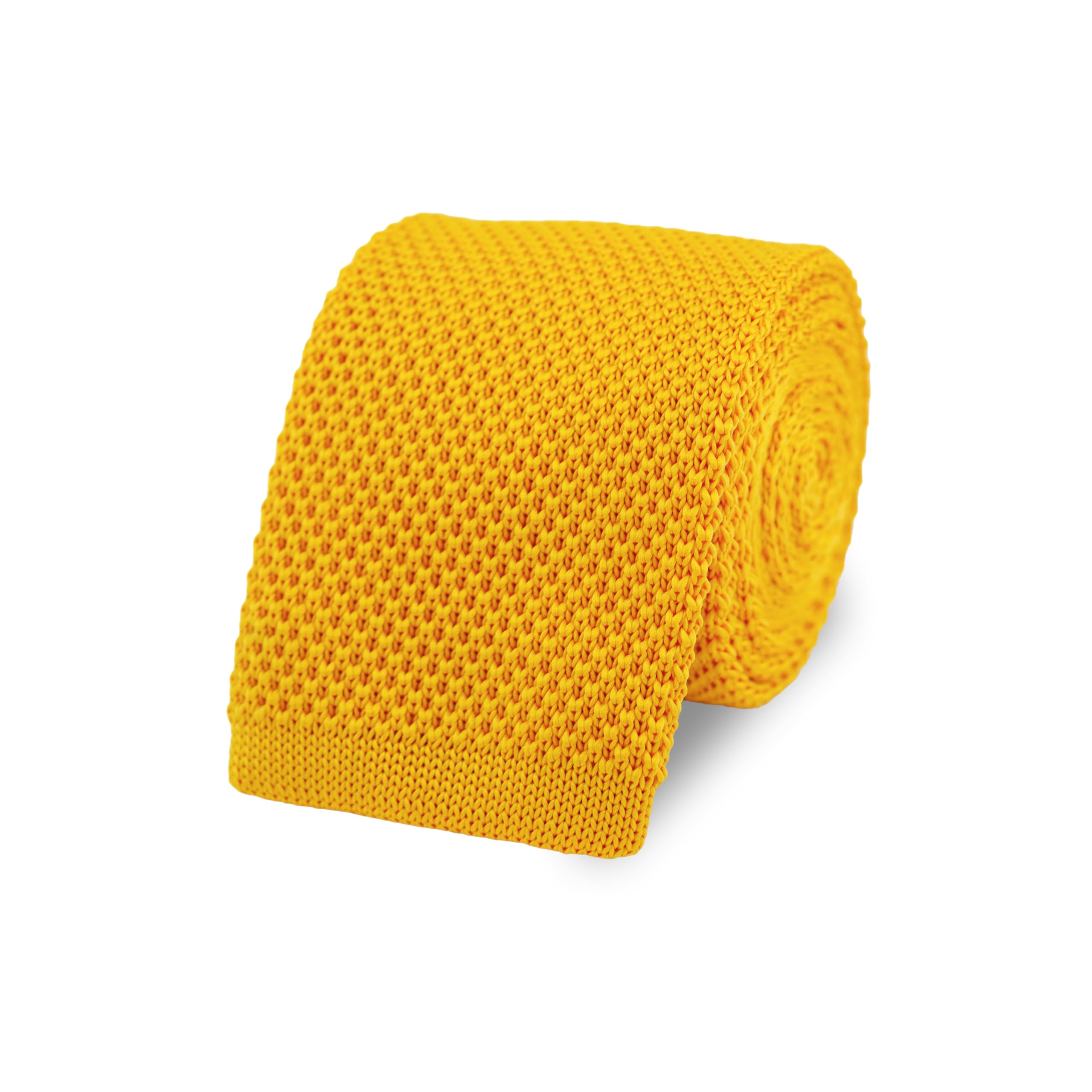 The Gents Lab Mustard Yellow 100% Polyester Square End Knitted Neck Tie (Mustard Yellow)