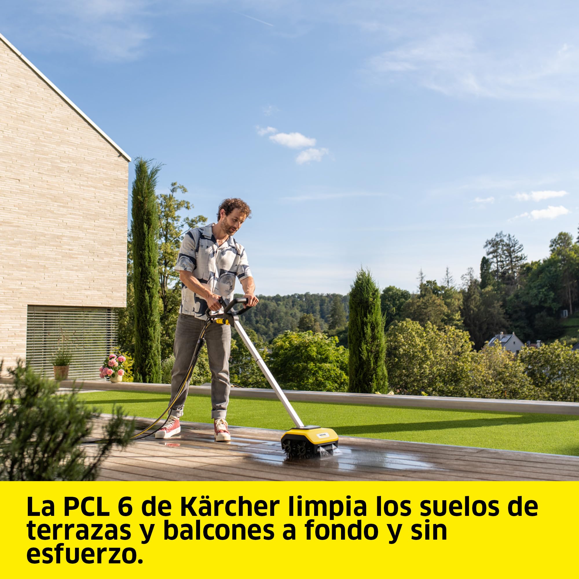 Kärcher Limpiadora de terrazas PCL 6, presión: 10 bar, caudal: 180 l/h, ancho útil: 300 mm, velocidad de rotación: 600-800 rpm, para madera, WPC y baldosas de piedra con poros finos