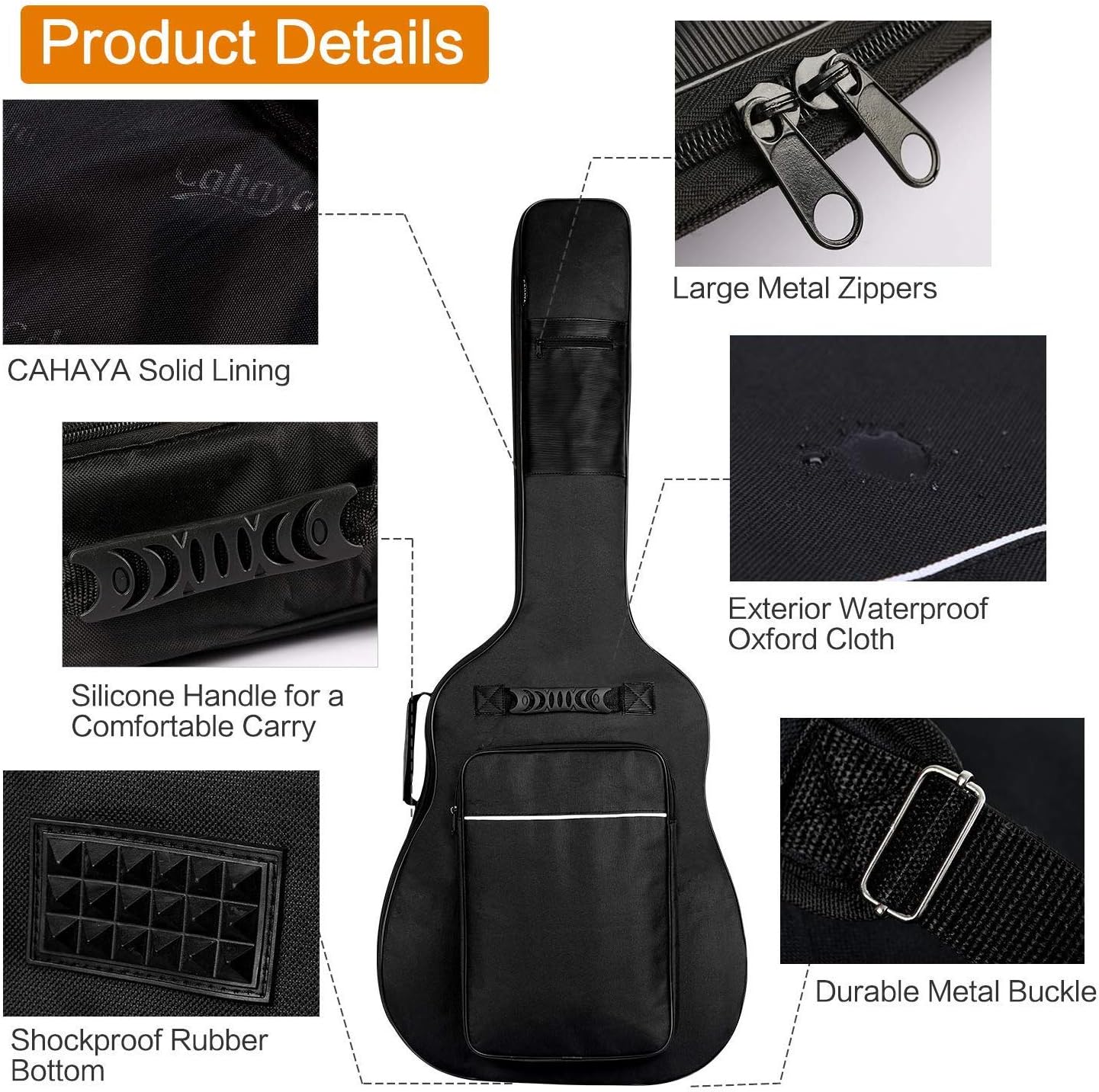 Amazing 🔥 CAHAYA Guitar Bag Upgraded Premium Version for 40 41 42 Inch Acoustic Guitar Gig Bag 0.5in Thick Sponge Overly Padded Waterproof Guitar Case Soft Guitar Backpack Case