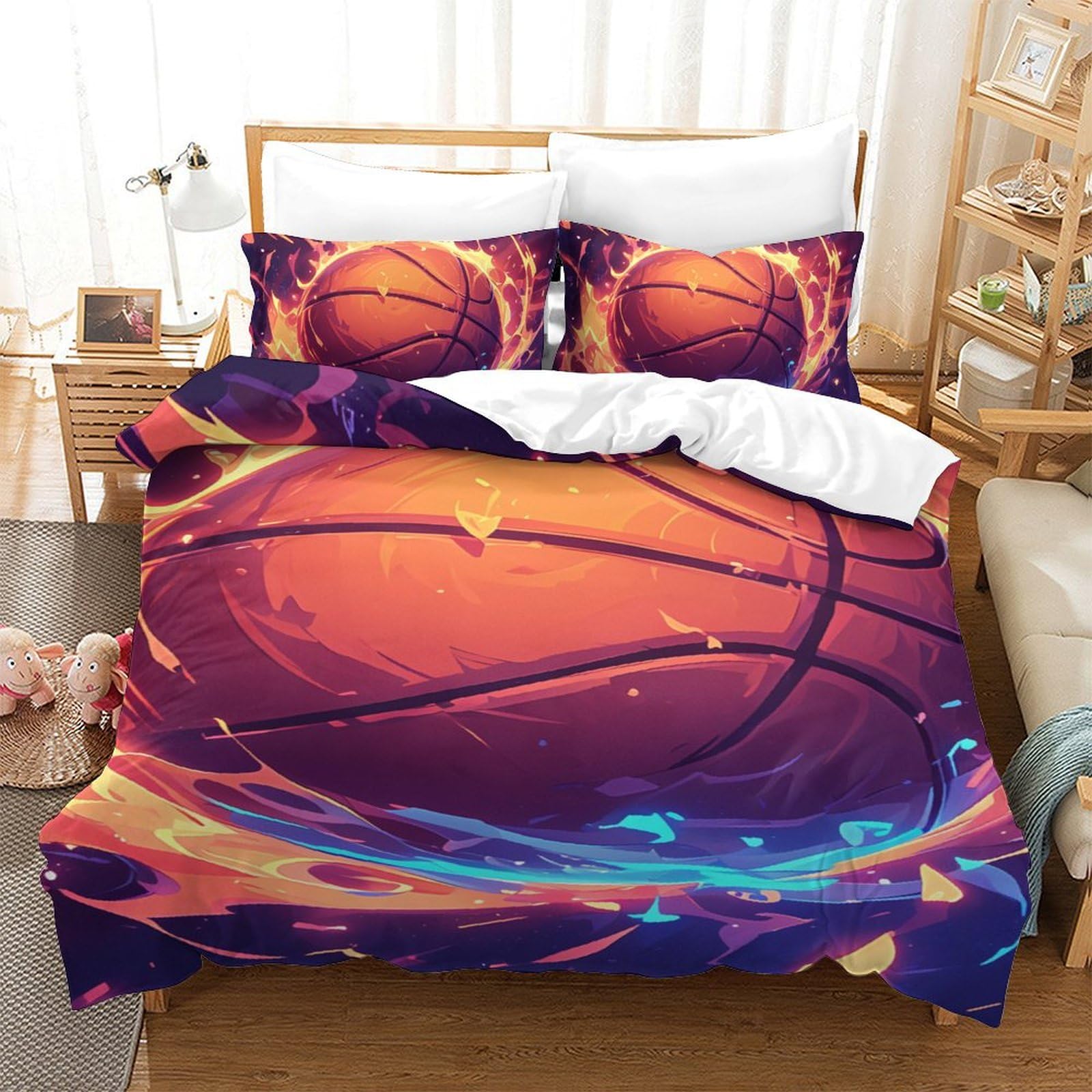 Housse de couette basketball 140x200 pour chambre d'ado passionné