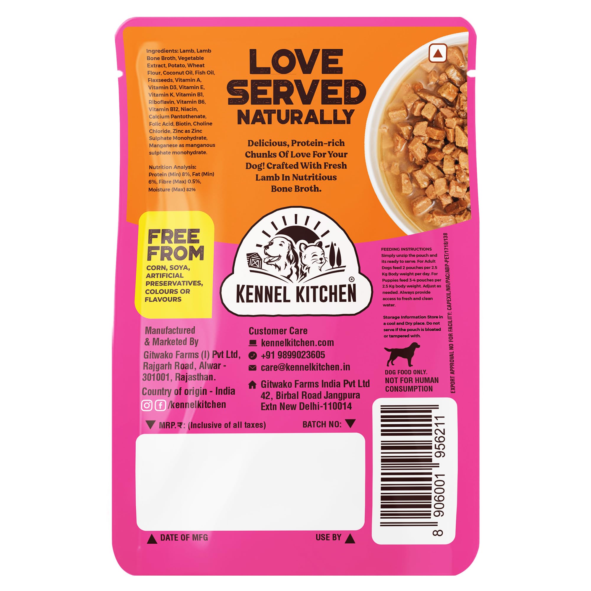 Kennel Kitchen Lamb Chunks in Gravy, 130g (Pack of 12) | Wet Dog Food for Adult & Puppy | Dog Food Gravy with Regionally Sourced Fresh Lamb | Free from Artificial Colours & Preservatives 1