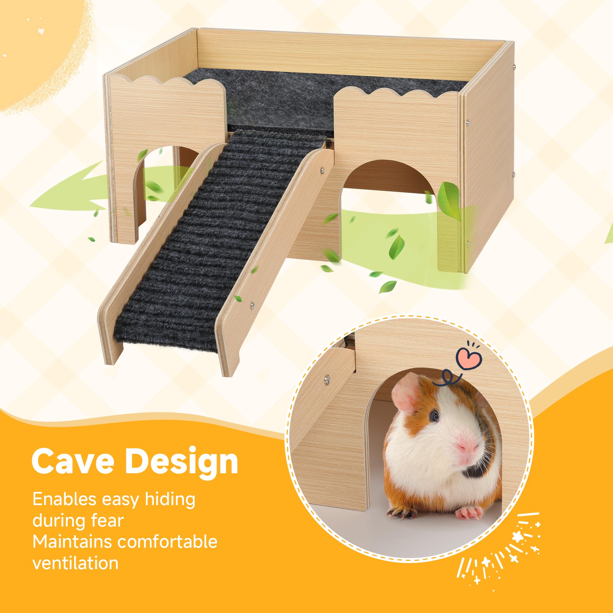 Guinea Pig Castle, Large Wooden Guinea Pig Hideout - Image 3