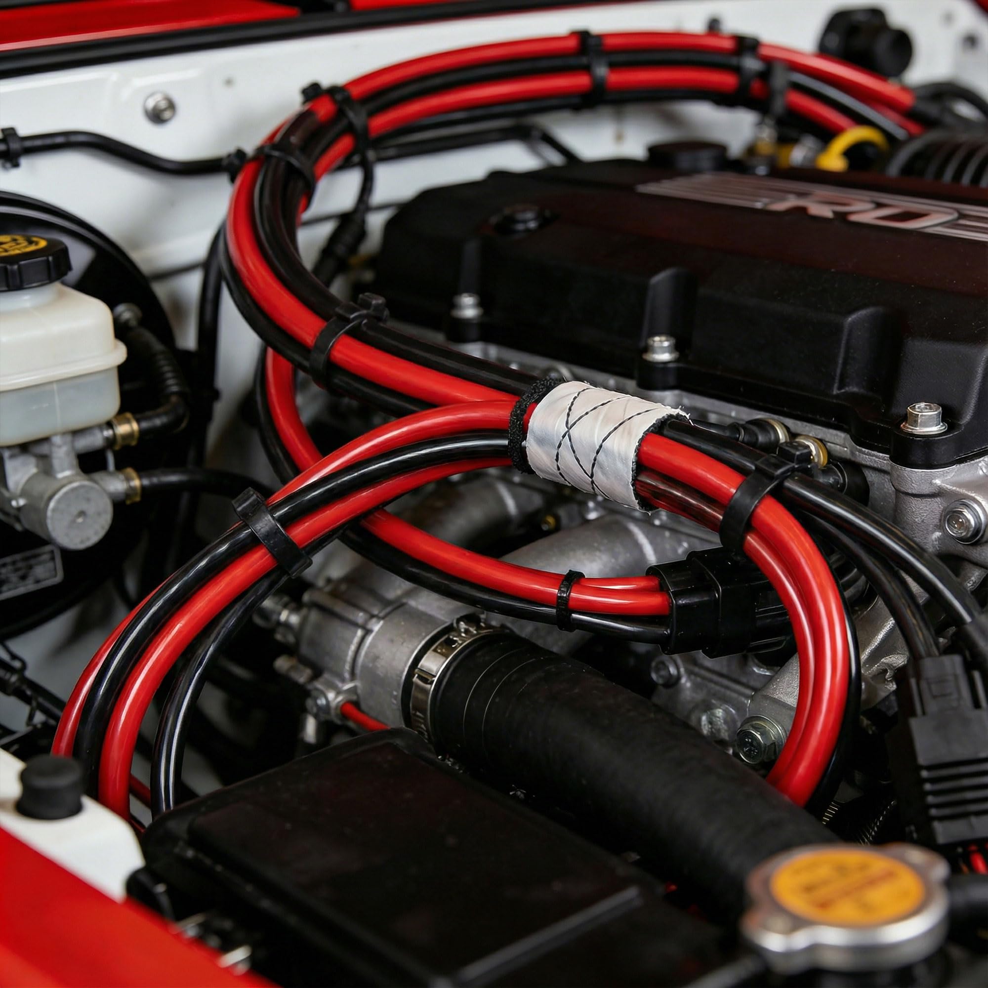 CCA-Batteriekabel, 0 Gauge, für Kfz-Stromerdung, Auto-Audio, Wohnmobil, Verstärker-Kabelset, je 7,9 m, schwarz/rot mit 1,5 m Kabelhülsen (7,8 m schwarz + 7,8 m rot + 1,5 m Kabelhülsen, 1/0 Gauge Draht