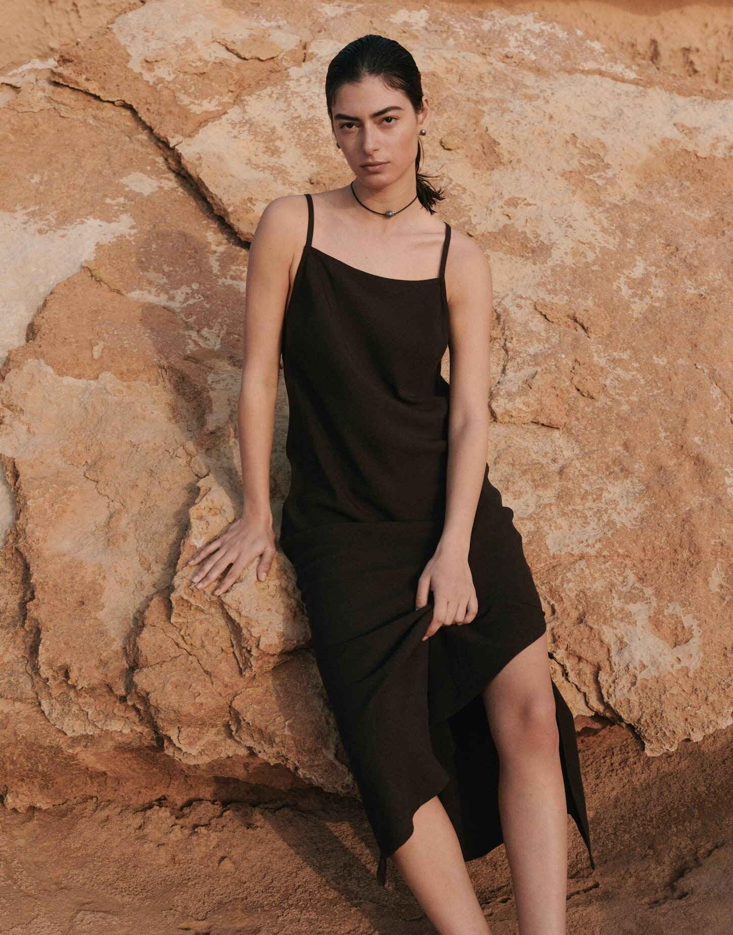 someday Damen Midikleid | Trägerkleid QUALEZA aus luftigem Viskose Leinen Mix