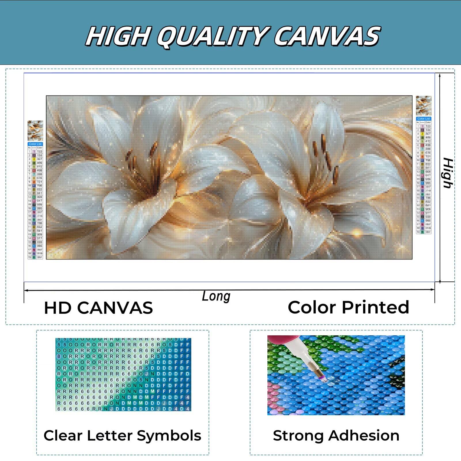 Diamond Painting Kit Completo Fiori Diamond Painting Grandi Dimensioni 150x60cm DIY Pittura Diamante Giglio Passatempo per Adulti, Quadri con Perline Diamantini Crystal Art per Home Decor Regalo C-39