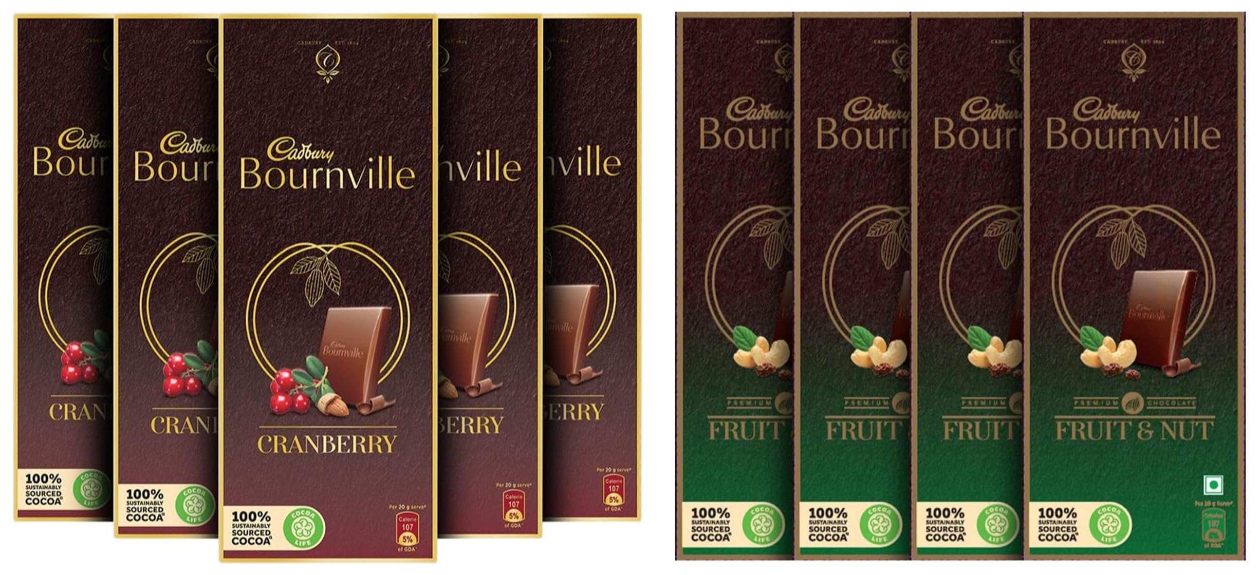 Cadbury Bournville Dark Chocolate Bar With Cranberry, 80 Gm (Pack Of 5) And Bournville Dark Chocolate Bar With Raisin & Nuts, 80 Gm (Pack Of 4) (B07P484NMY) Amazon Price History, Amazon Price Tracker