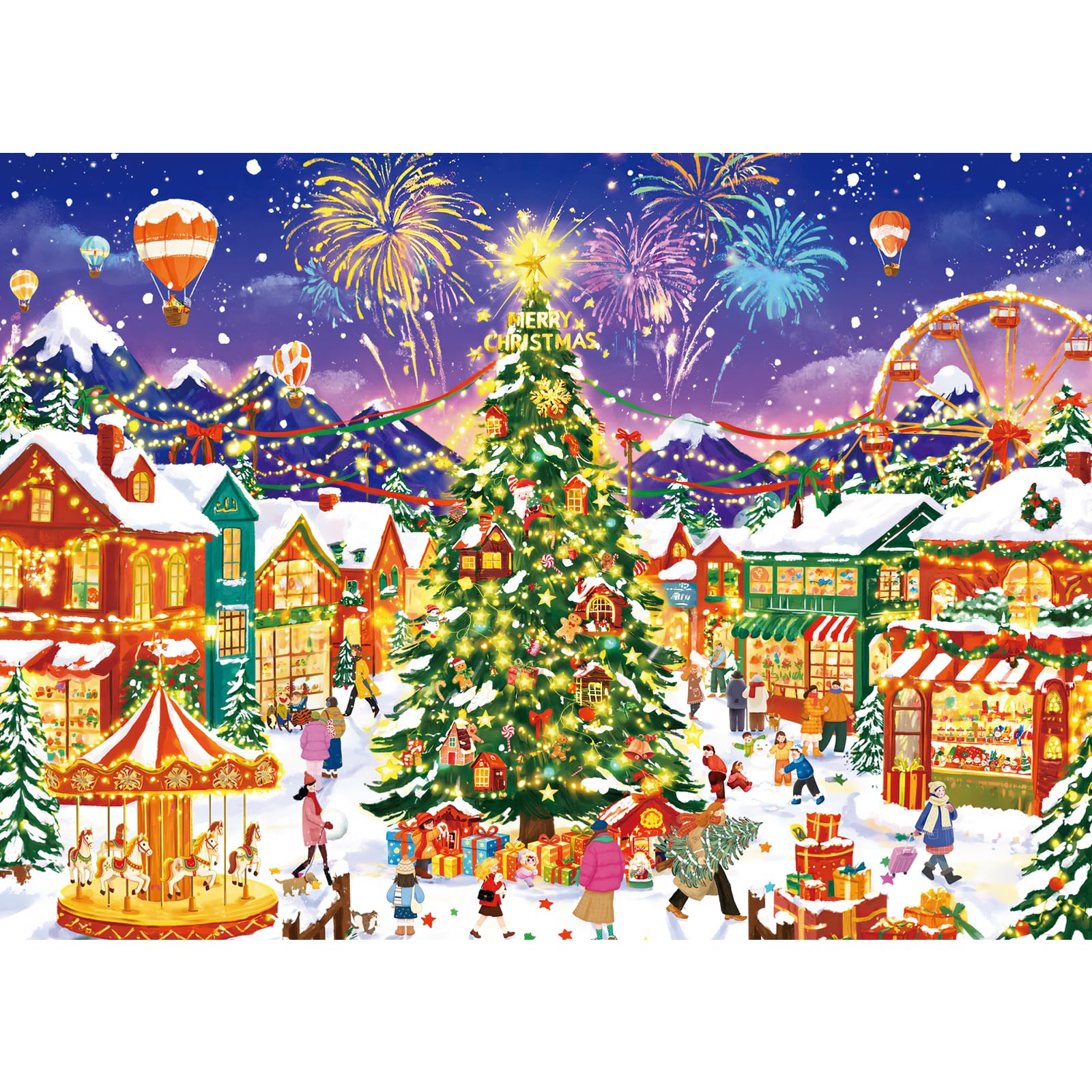 HUADADA Jigsaw Puzzles for Adults 1000-Joyful Christmas Village