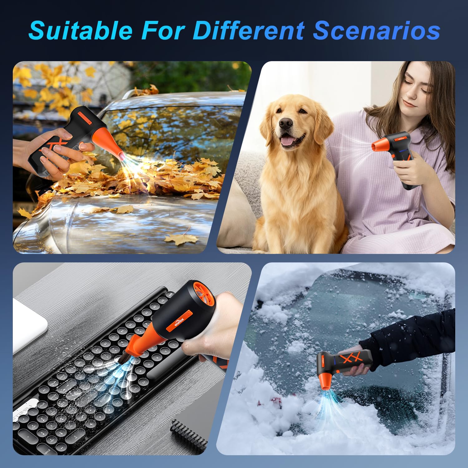 WHATOOK Souffleur Air Comprimé: 250000 TR/Min Pulvérisation d’Air Comprimé avec 270 Minutes d'autonomie Ultra-Longue, 3 Vitesses Souffleur Puissant pour PC Duster, Nettoyage PC, Maison, Voiture