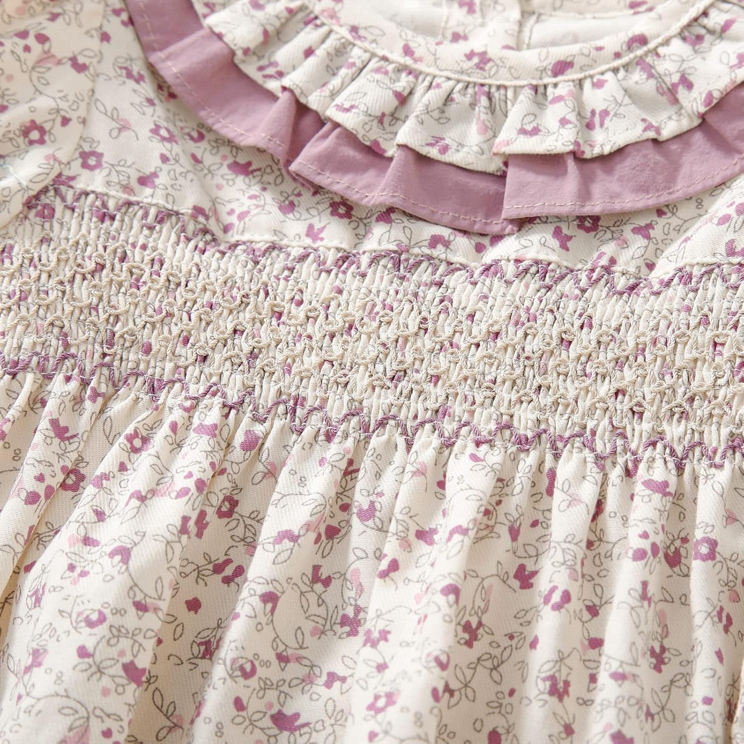 Curipeer Infant Baby Girls Summer Floral Romper Baby Bubble Sleeve Ruffle Romper Outfit 3M-2T - Image 4