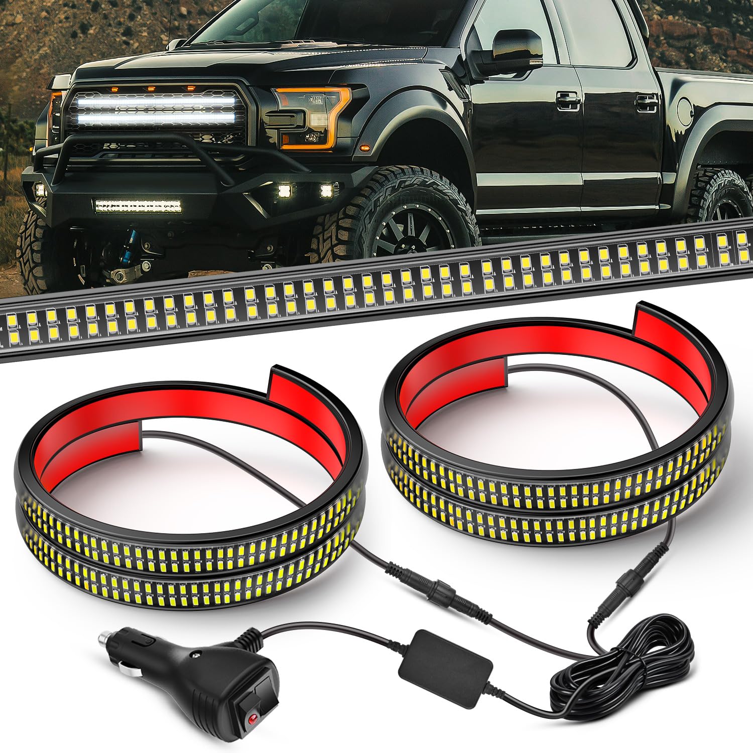 Nilight 2PCS 24" Truck Grille Strobe Light Strips 384 LED White